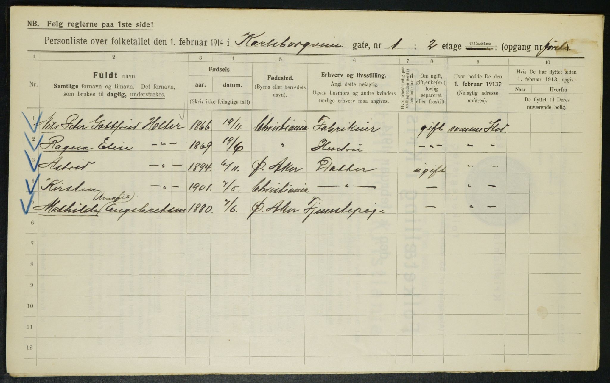 OBA, Municipal Census 1914 for Kristiania, 1914, p. 48894