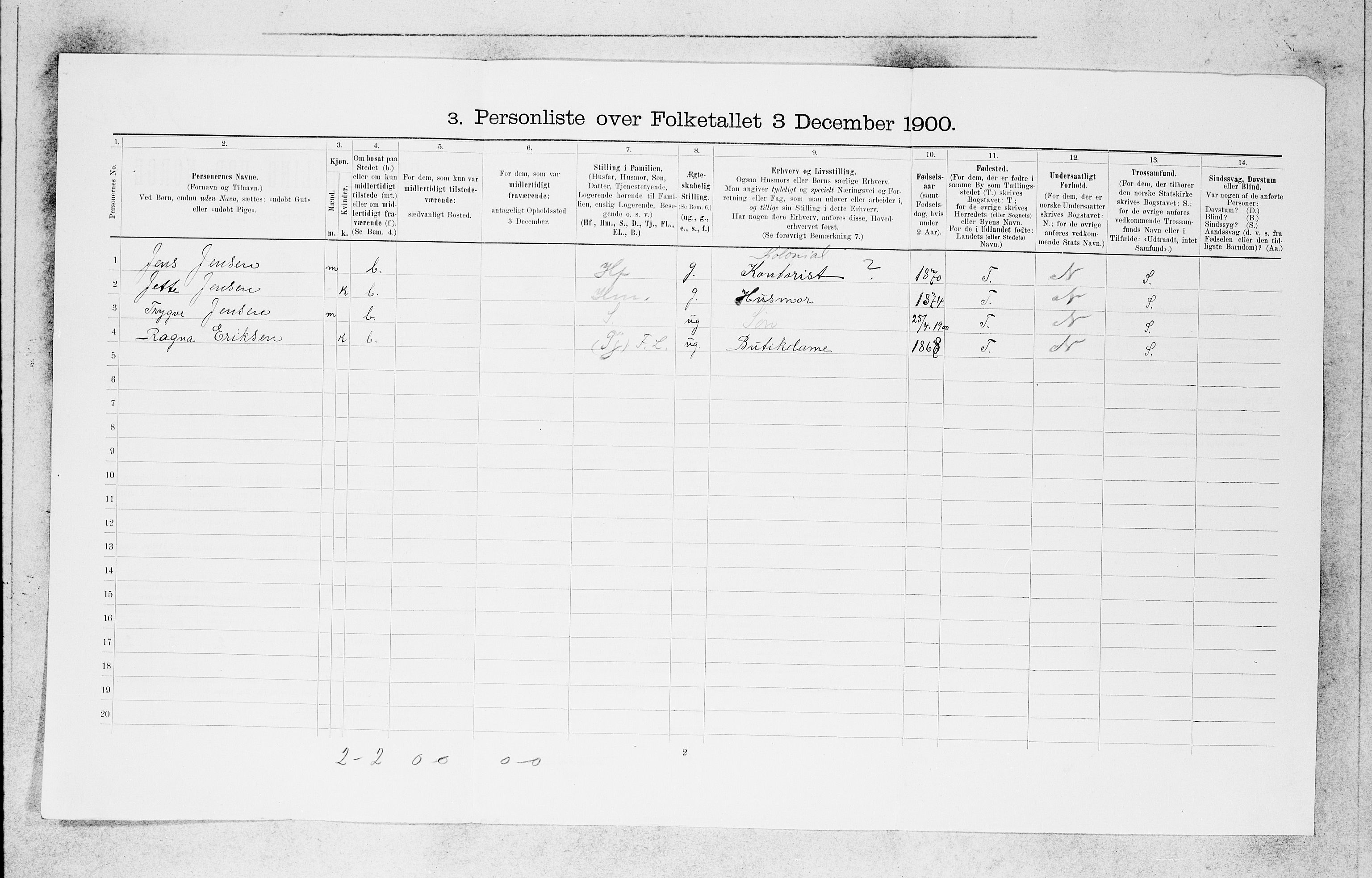 SAB, 1900 census for Bergen, 1900, p. 2946