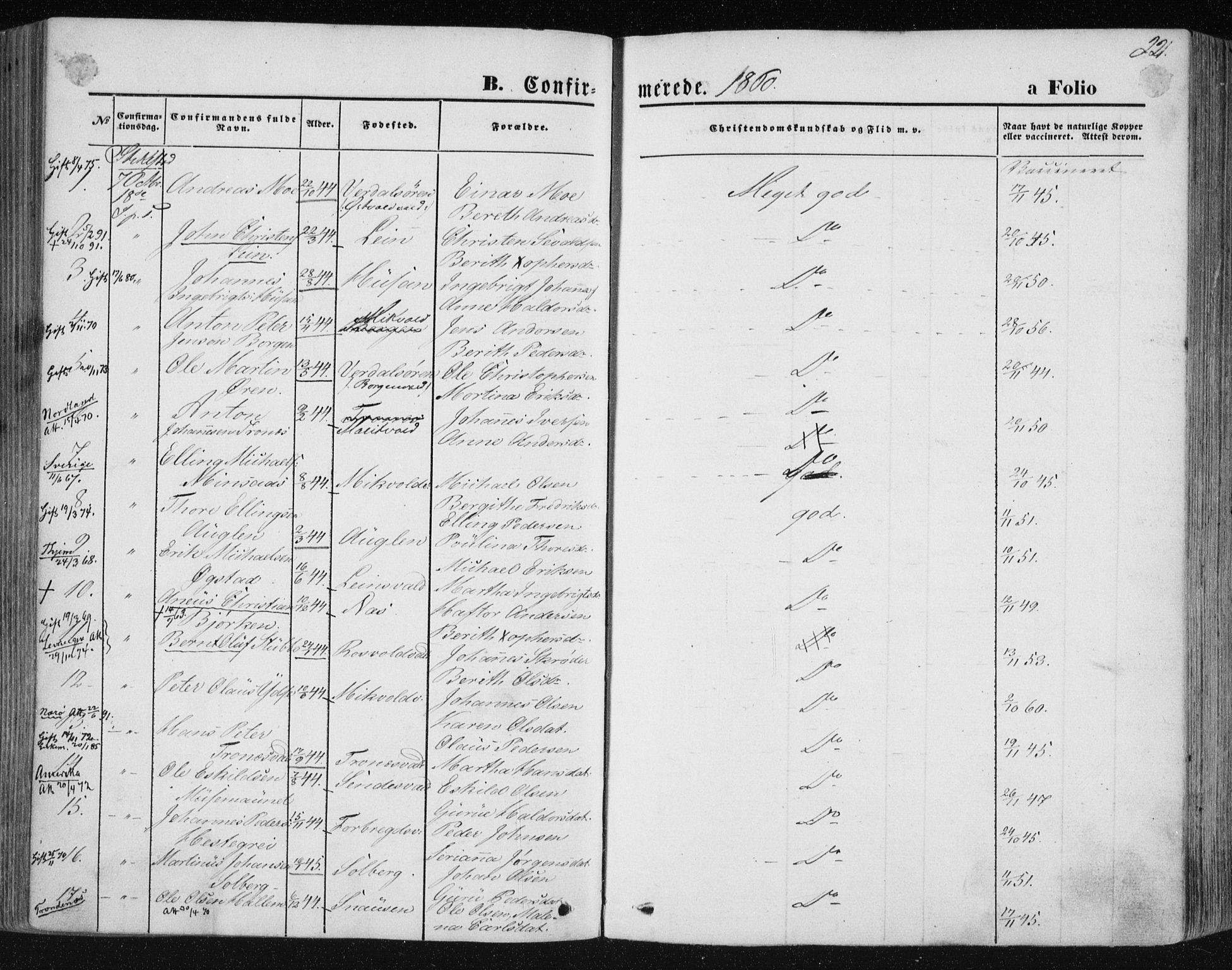 Ministerialprotokoller, klokkerbøker og fødselsregistre - Nord-Trøndelag, SAT/A-1458/723/L0241: Parish register (official) no. 723A10, 1860-1869, p. 221