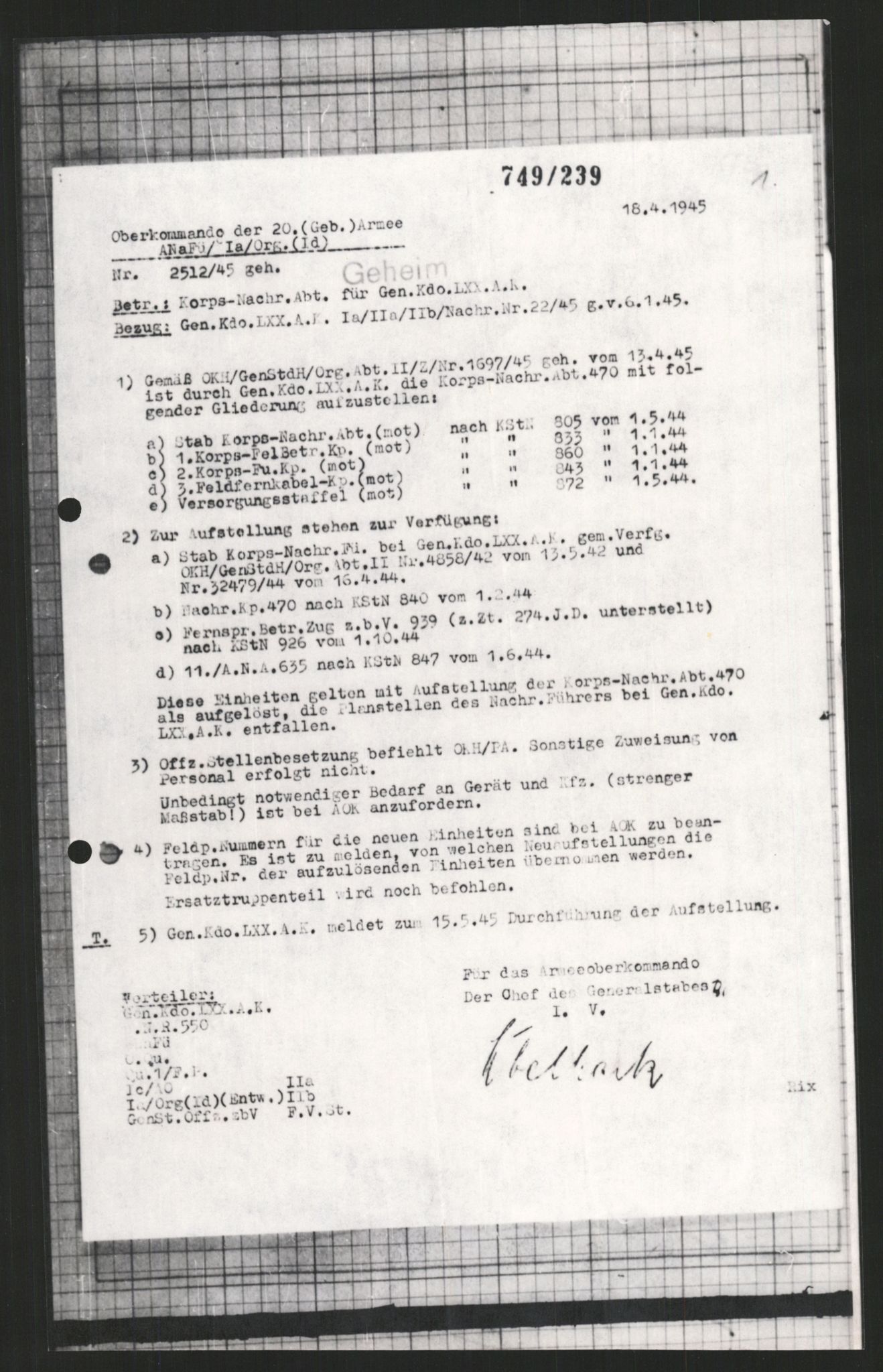 Forsvarets Overkommando. 2 kontor. Arkiv 11.4. Spredte tyske arkivsaker, AV/RA-RAFA-7031/D/Dar/Dara/L0009: Krigsdagbøker for 20. Gebirgs-Armee-Oberkommando (AOK 20), 1940-1945, p. 334