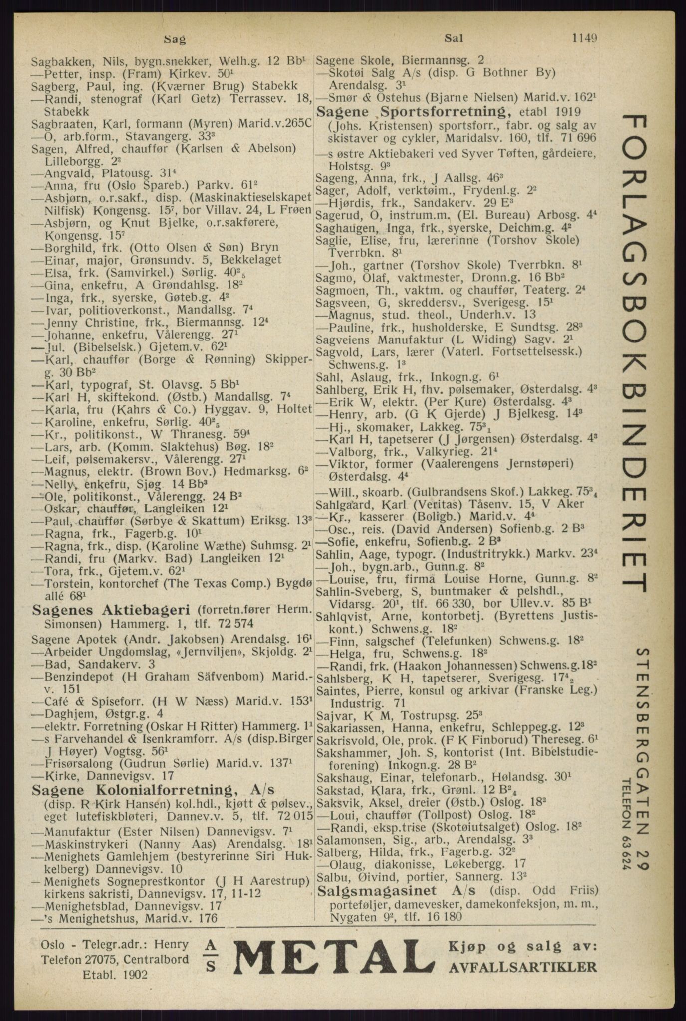 Kristiania/Oslo adressebok, PUBL/-, 1933, p. 1149