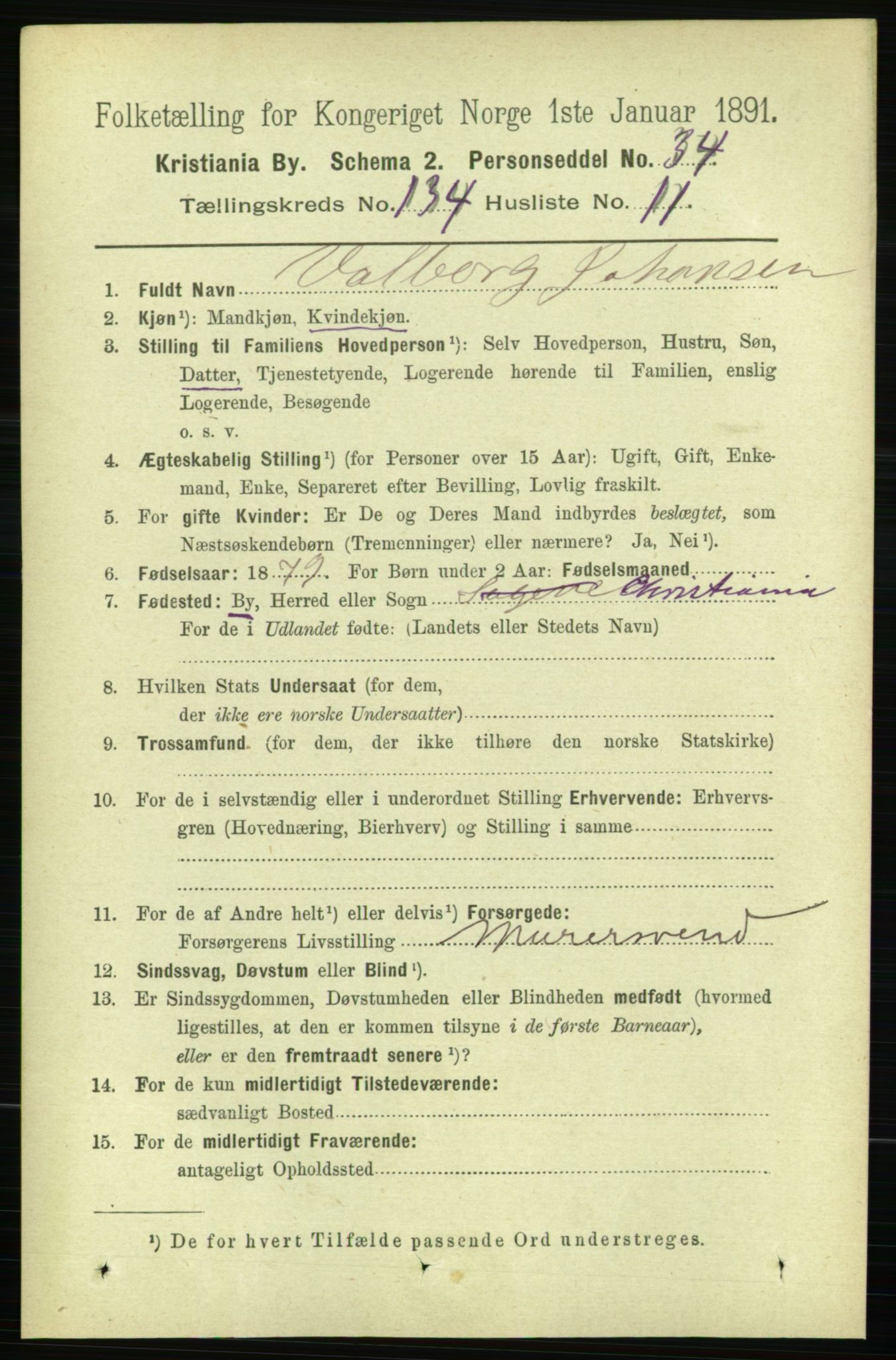 RA, 1891 census for 0301 Kristiania, 1891, p. 73693