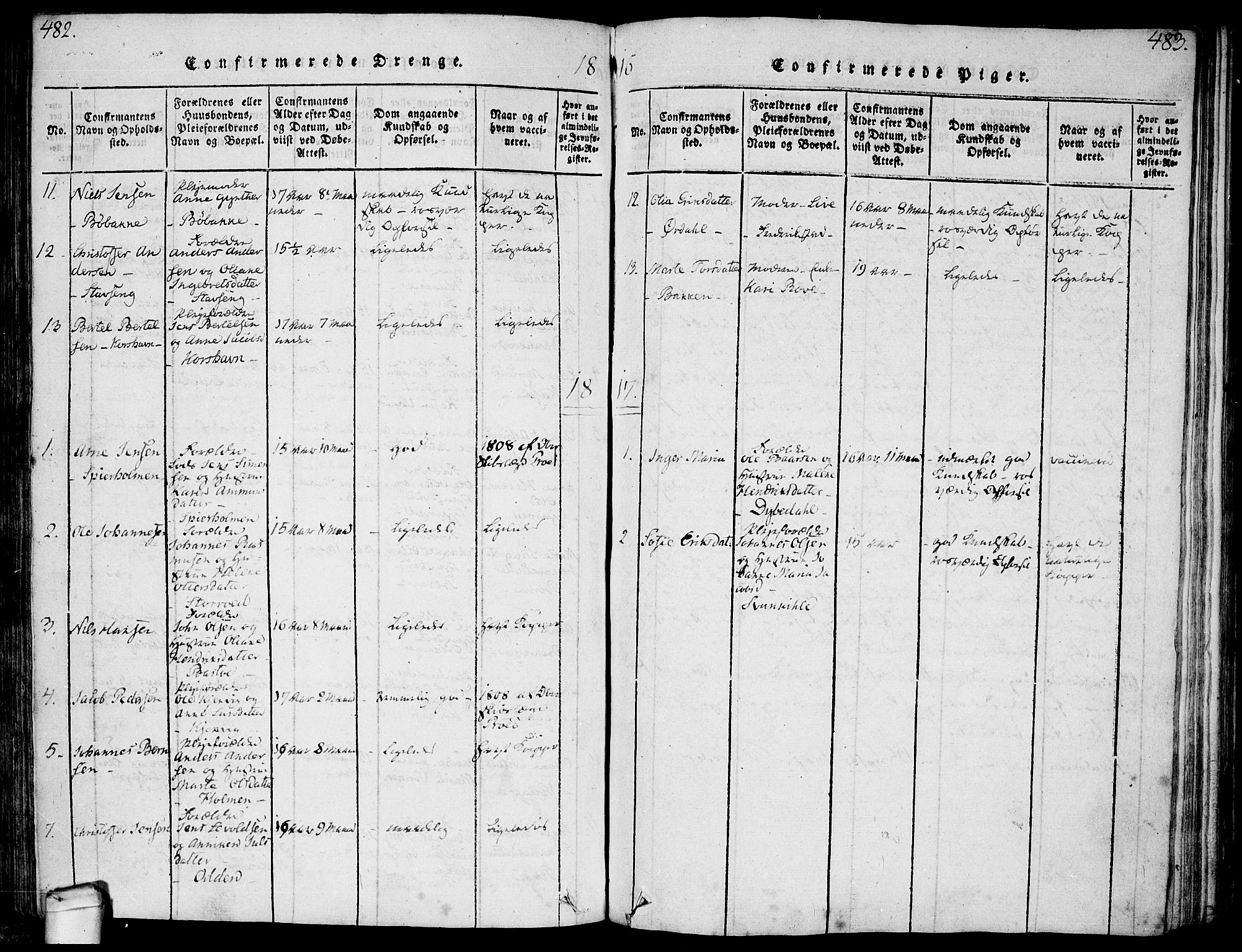 Hvaler prestekontor Kirkebøker, SAO/A-2001/F/Fa/L0005: Parish register (official) no. I 5, 1816-1845, p. 482-483