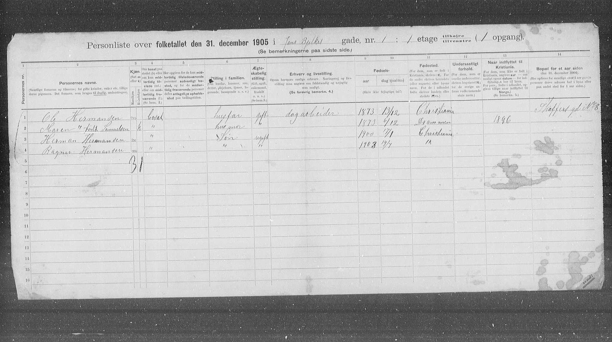 OBA, Municipal Census 1905 for Kristiania, 1905, p. 23877