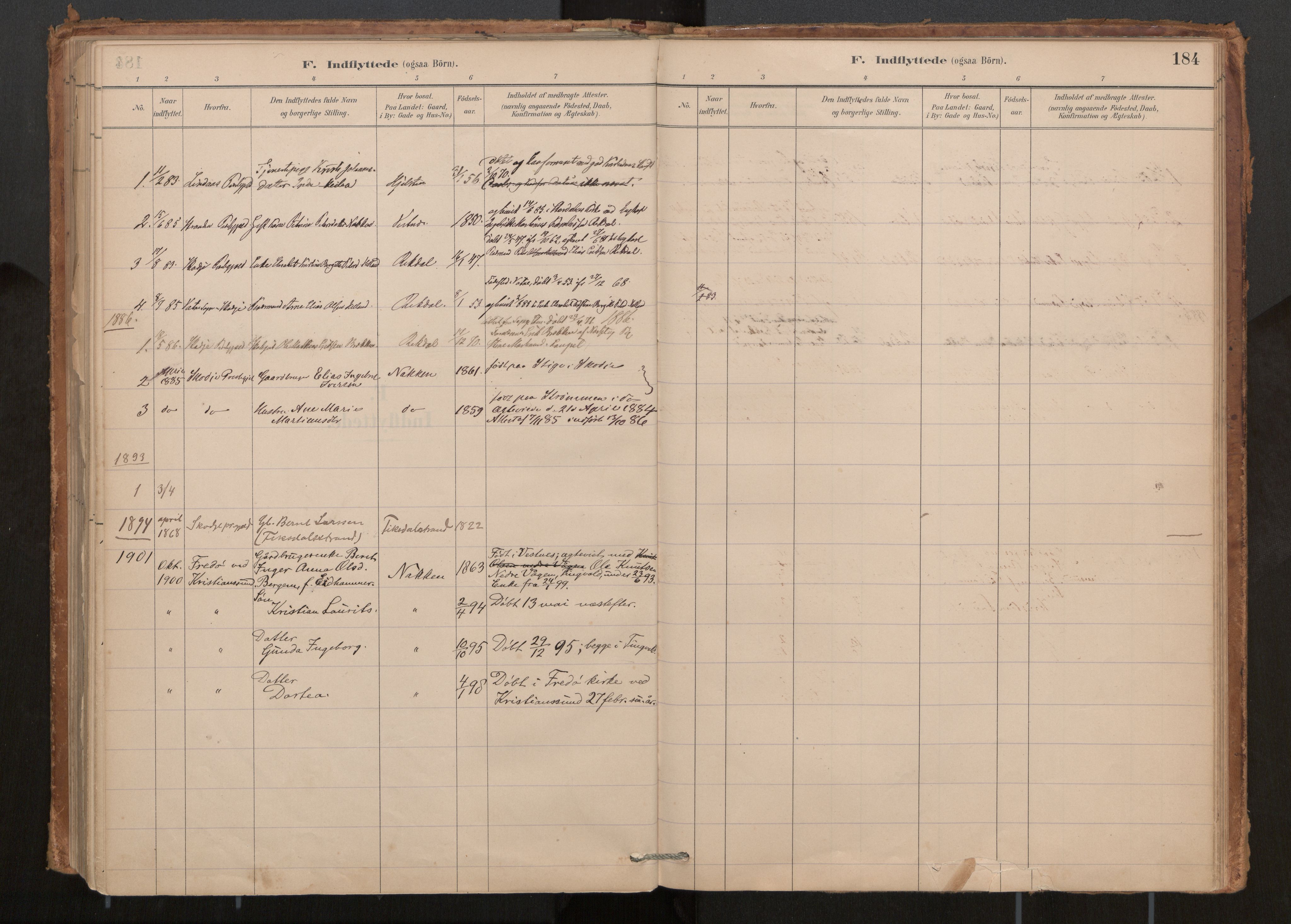 Ministerialprotokoller, klokkerbøker og fødselsregistre - Møre og Romsdal, AV/SAT-A-1454/540/L0540a: Parish register (official) no. 540A02, 1884-1908, p. 184