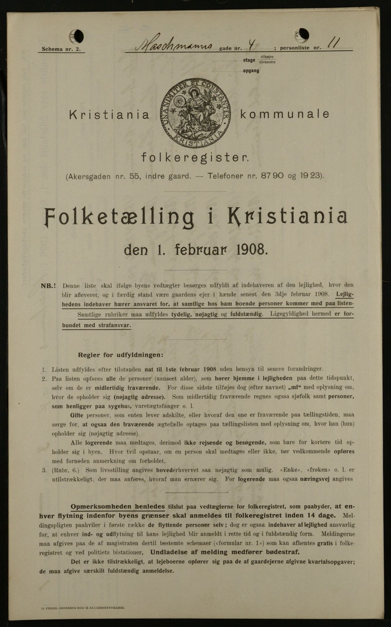 OBA, Municipal Census 1908 for Kristiania, 1908, p. 58102