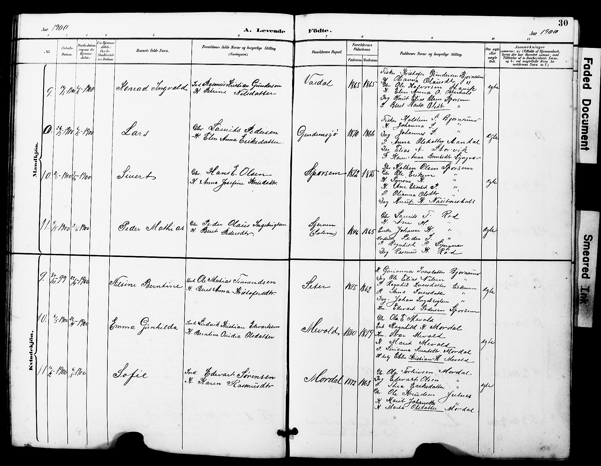 Ministerialprotokoller, klokkerbøker og fødselsregistre - Møre og Romsdal, AV/SAT-A-1454/560/L0725: Parish register (copy) no. 560C02, 1895-1930, p. 30