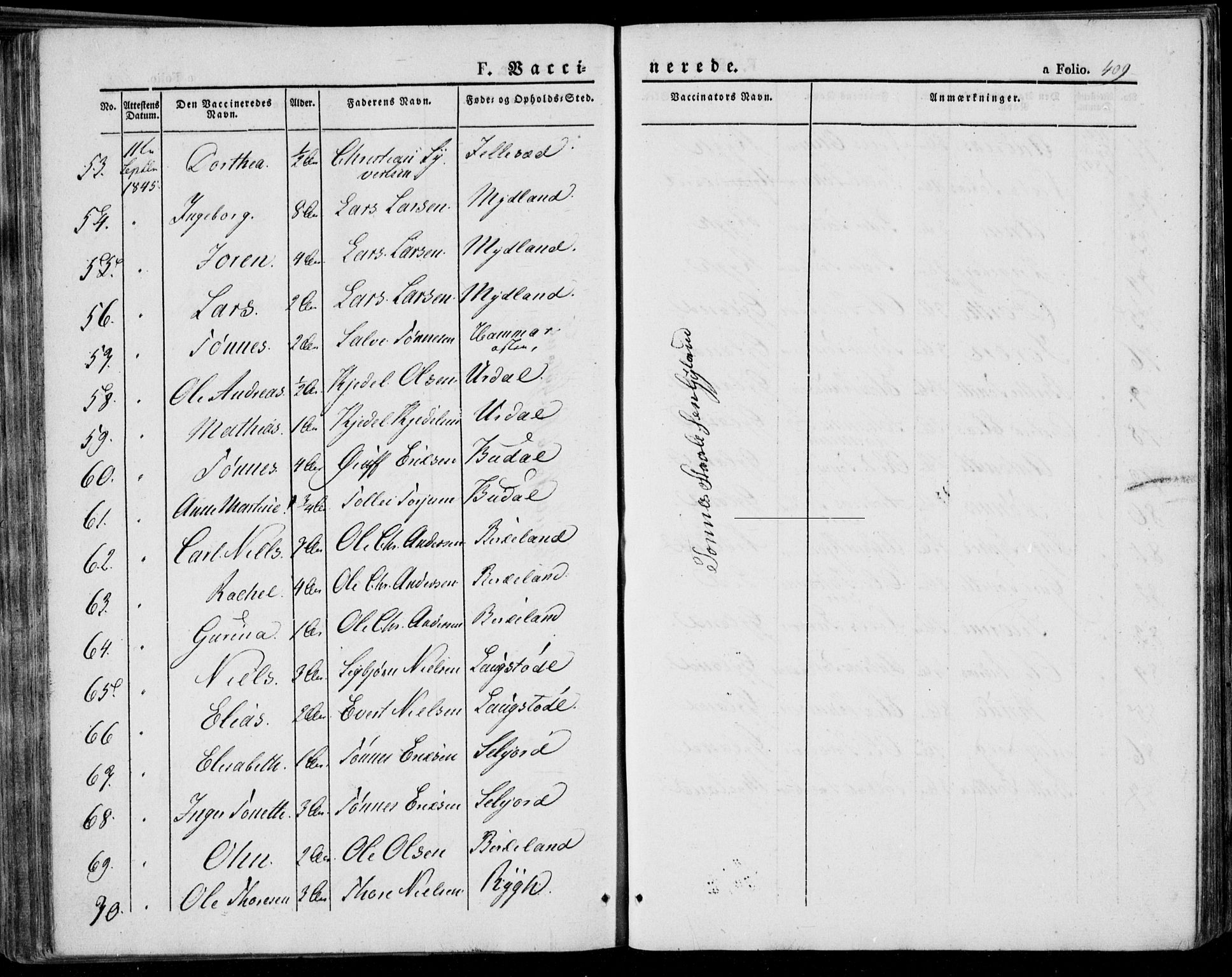 Bakke sokneprestkontor, AV/SAK-1111-0002/F/Fa/Faa/L0004: Parish register (official) no. A 4, 1834-1846, p. 409