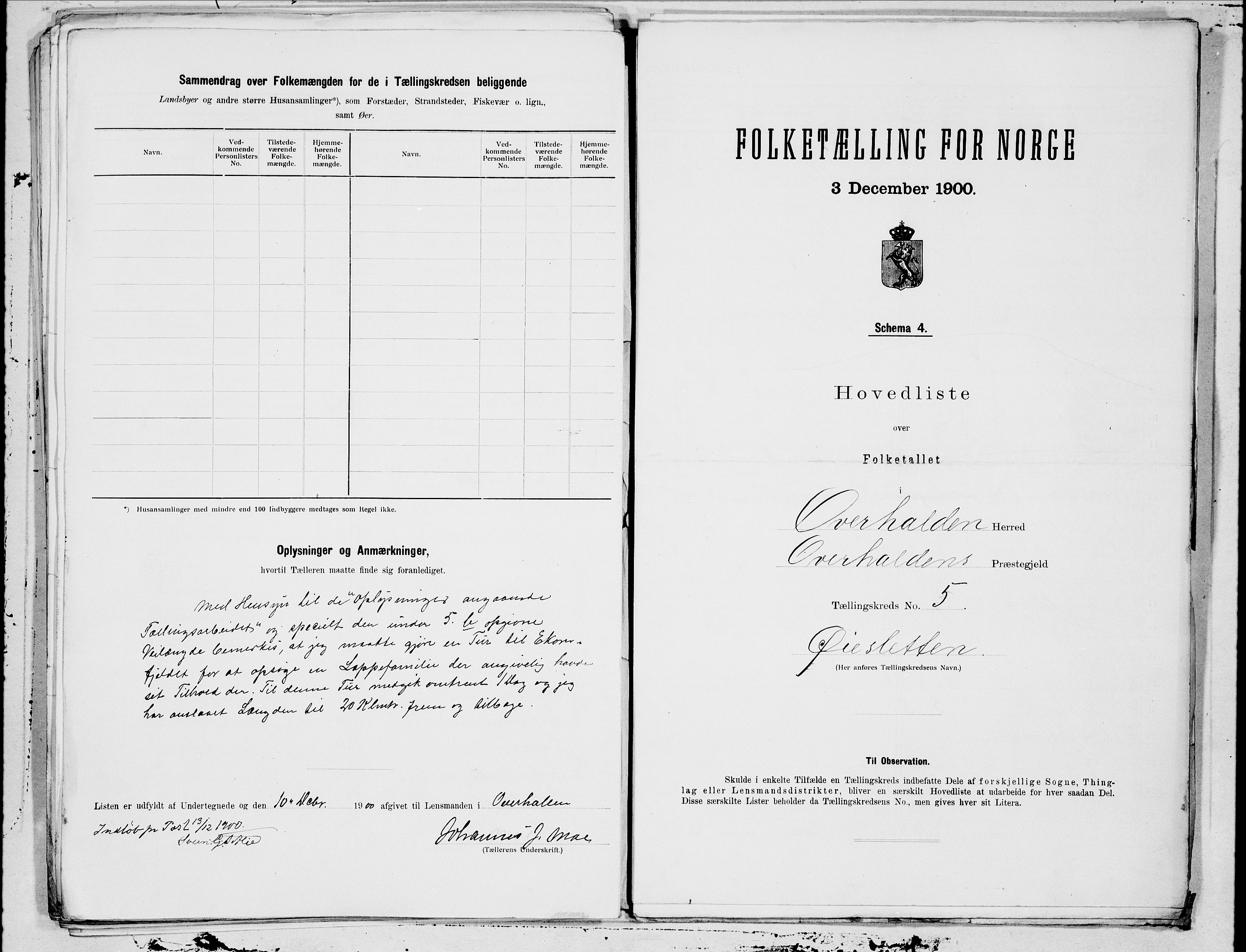 SAT, 1900 census for Overhalla, 1900, p. 10