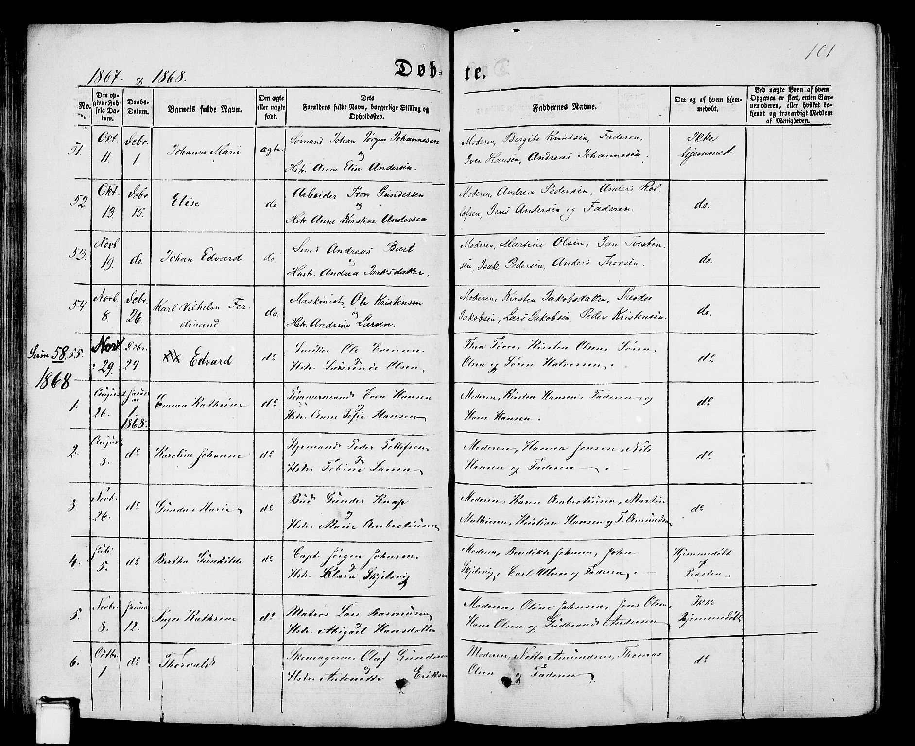 Porsgrunn kirkebøker , SAKO/A-104/G/Gb/L0004: Parish register (copy) no. II 4, 1853-1882, p. 101