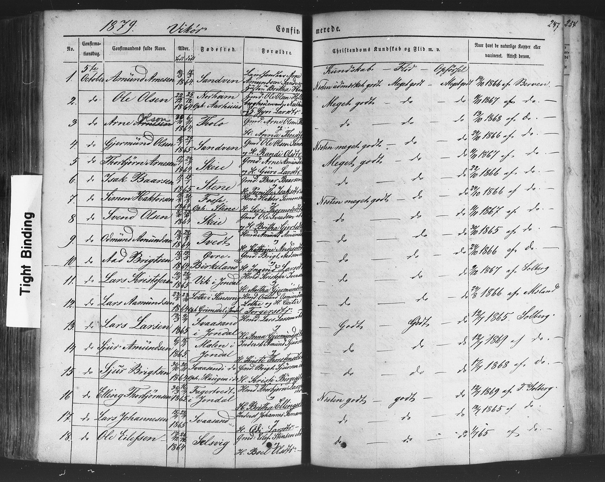 Kvam sokneprestembete, SAB/A-76201/H/Haa: Parish register (official) no. A 9, 1864-1879, p. 247