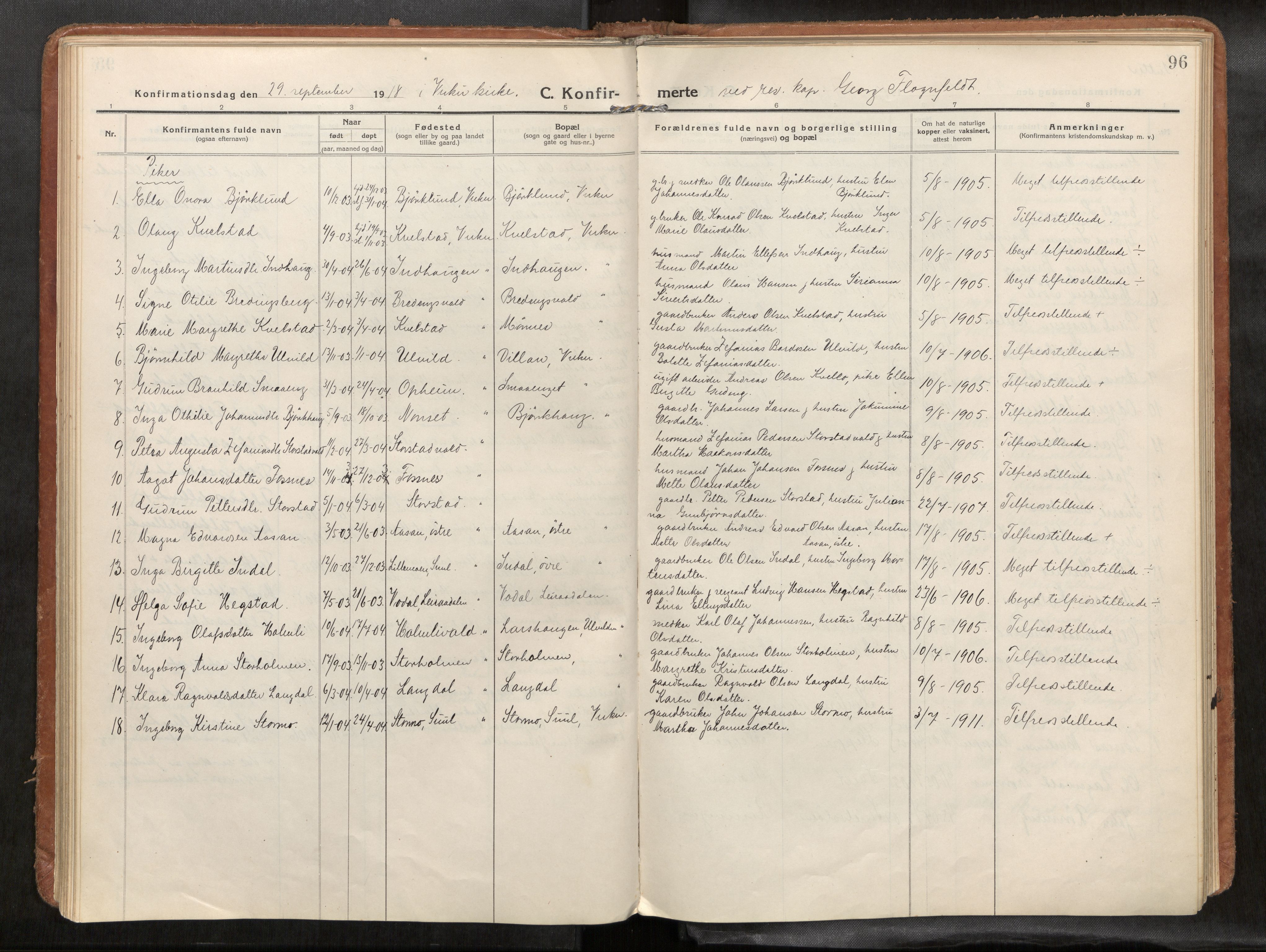 Verdal sokneprestkontor, AV/SAT-A-1156/2/H/Haa/L0004: Parish register (official) no. 4, 1916-1928, p. 96