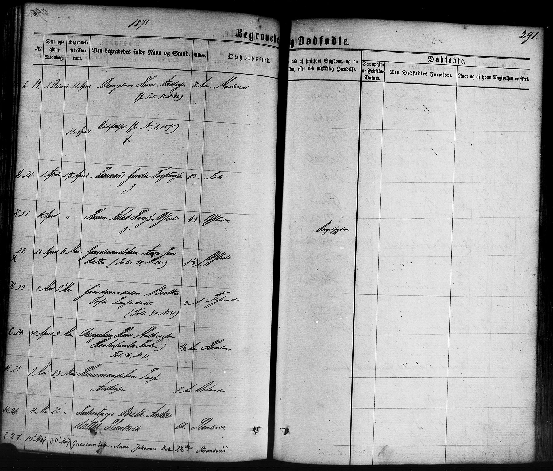 Lavik sokneprestembete, SAB/A-80901: Parish register (official) no. A 4, 1864-1881, p. 291