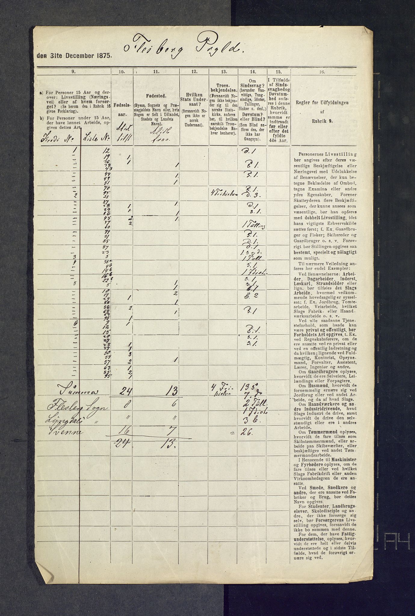 SAKO, 1875 census for 0631P Flesberg, 1875, p. 50