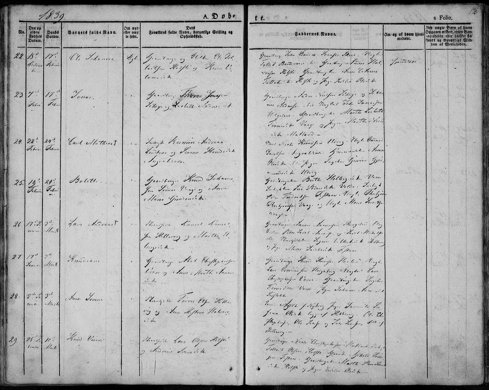 Avaldsnes sokneprestkontor, SAST/A -101851/H/Ha/Haa/L0005: Parish register (official) no. A 5.1, 1825-1841, p. 176