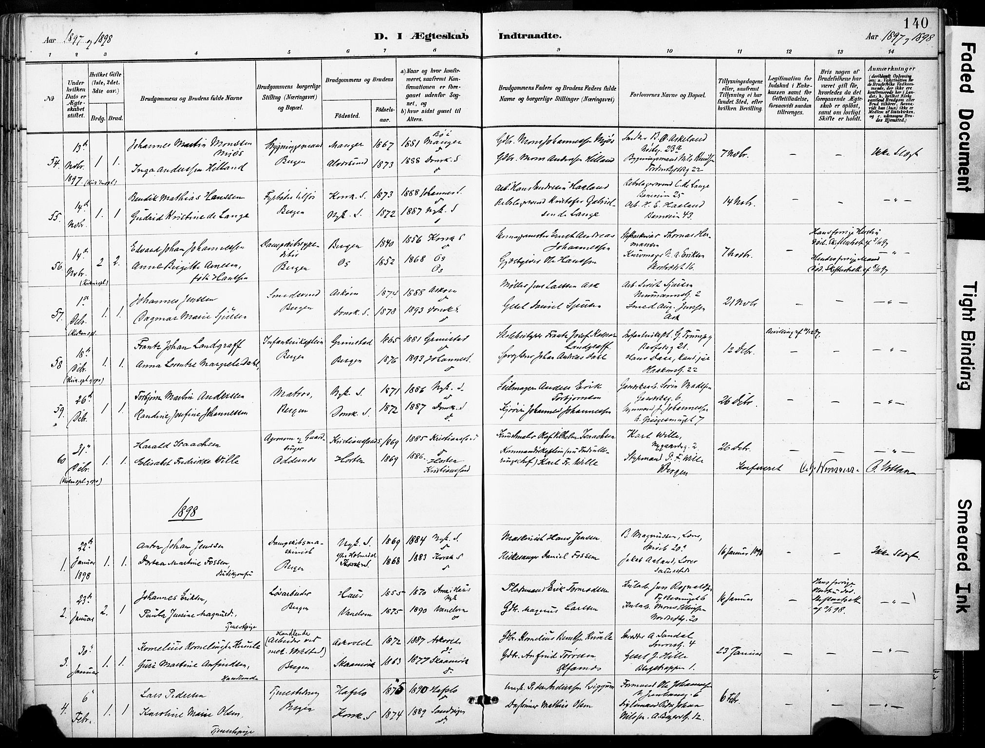 Domkirken sokneprestembete, AV/SAB-A-74801/H/Haa/L0037: Parish register (official) no. D 4, 1880-1907, p. 140