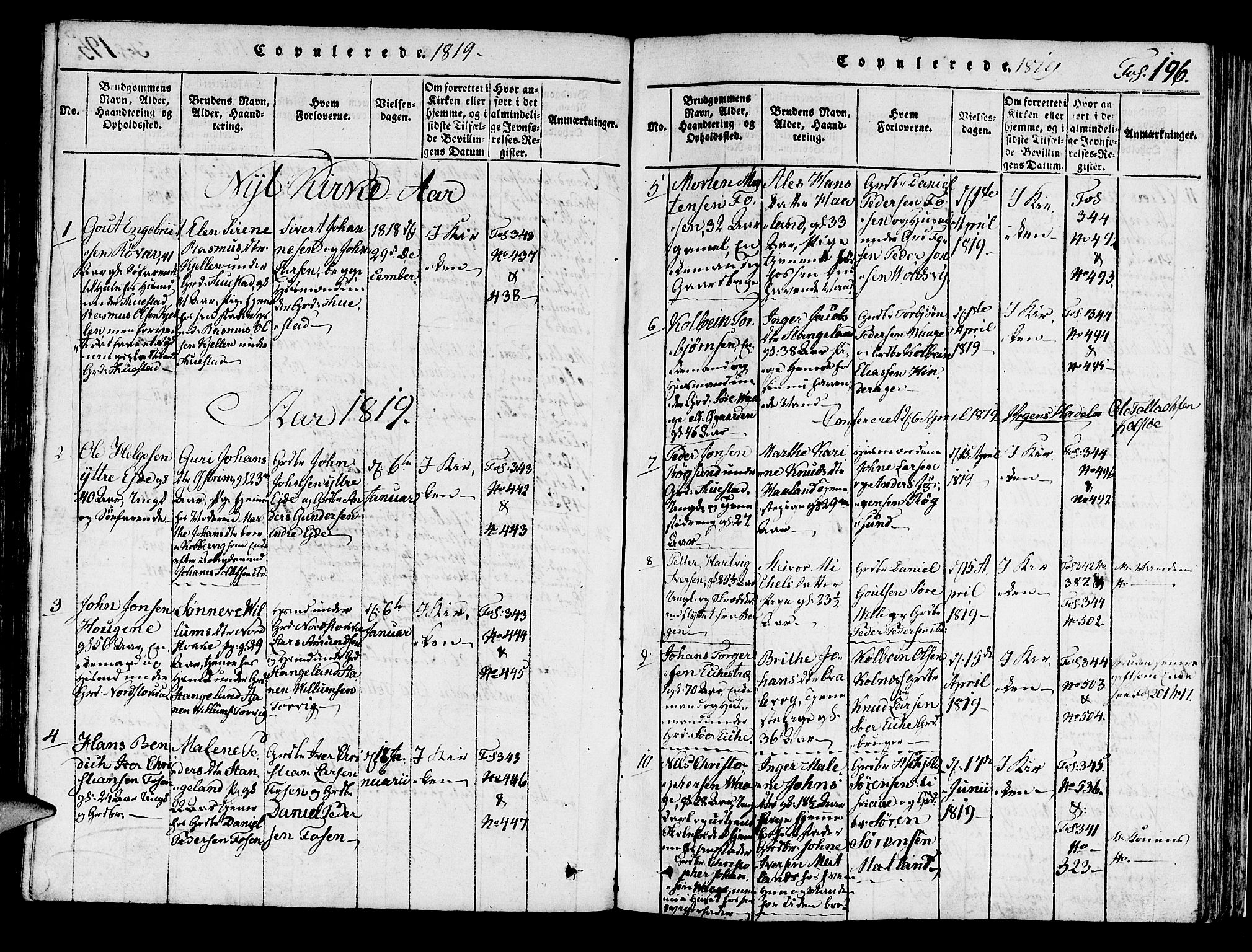Avaldsnes sokneprestkontor, SAST/A -101851/H/Ha/Haa/L0004: Parish register (official) no. A 4, 1816-1825, p. 196