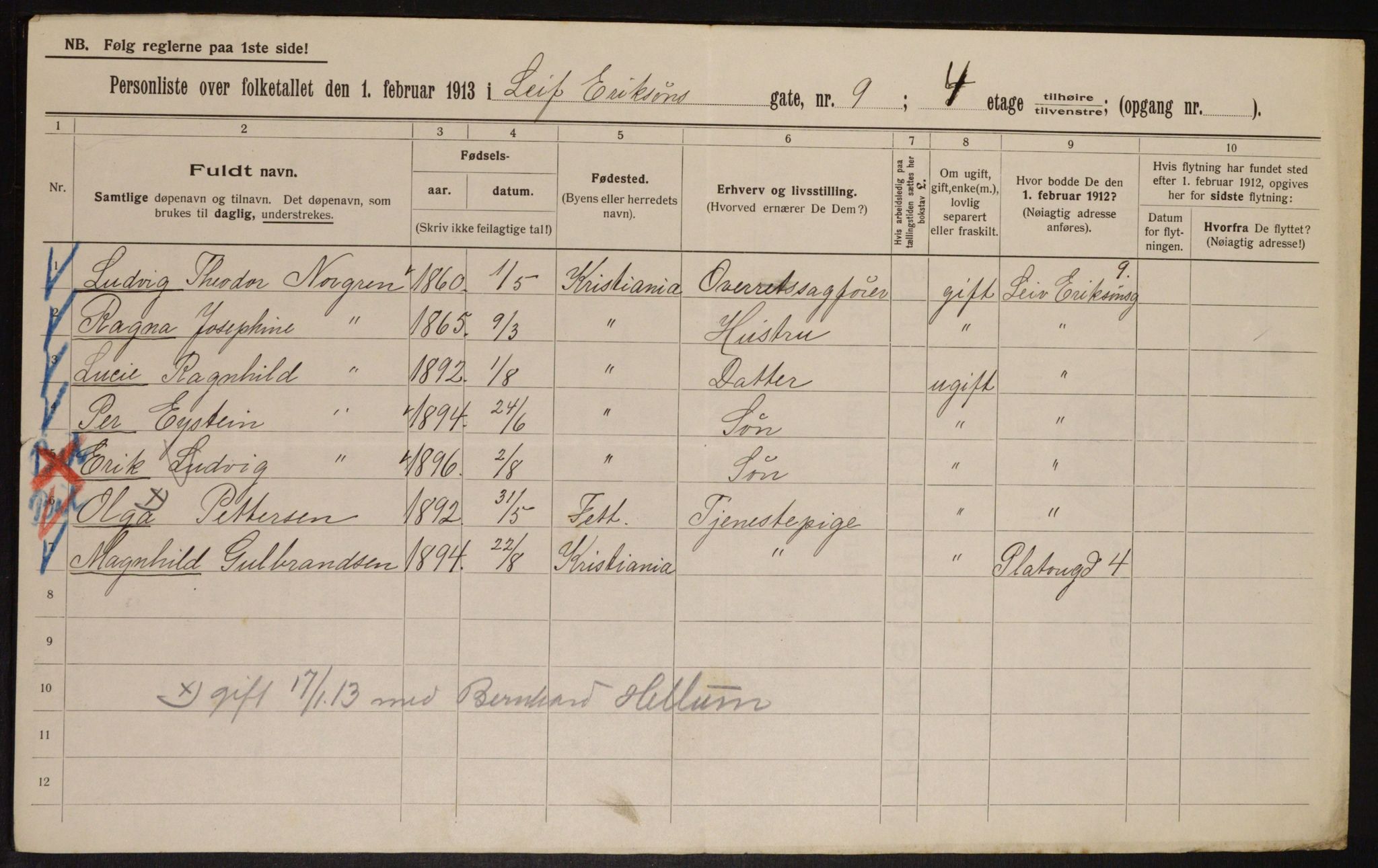 OBA, Municipal Census 1913 for Kristiania, 1913, p. 57271