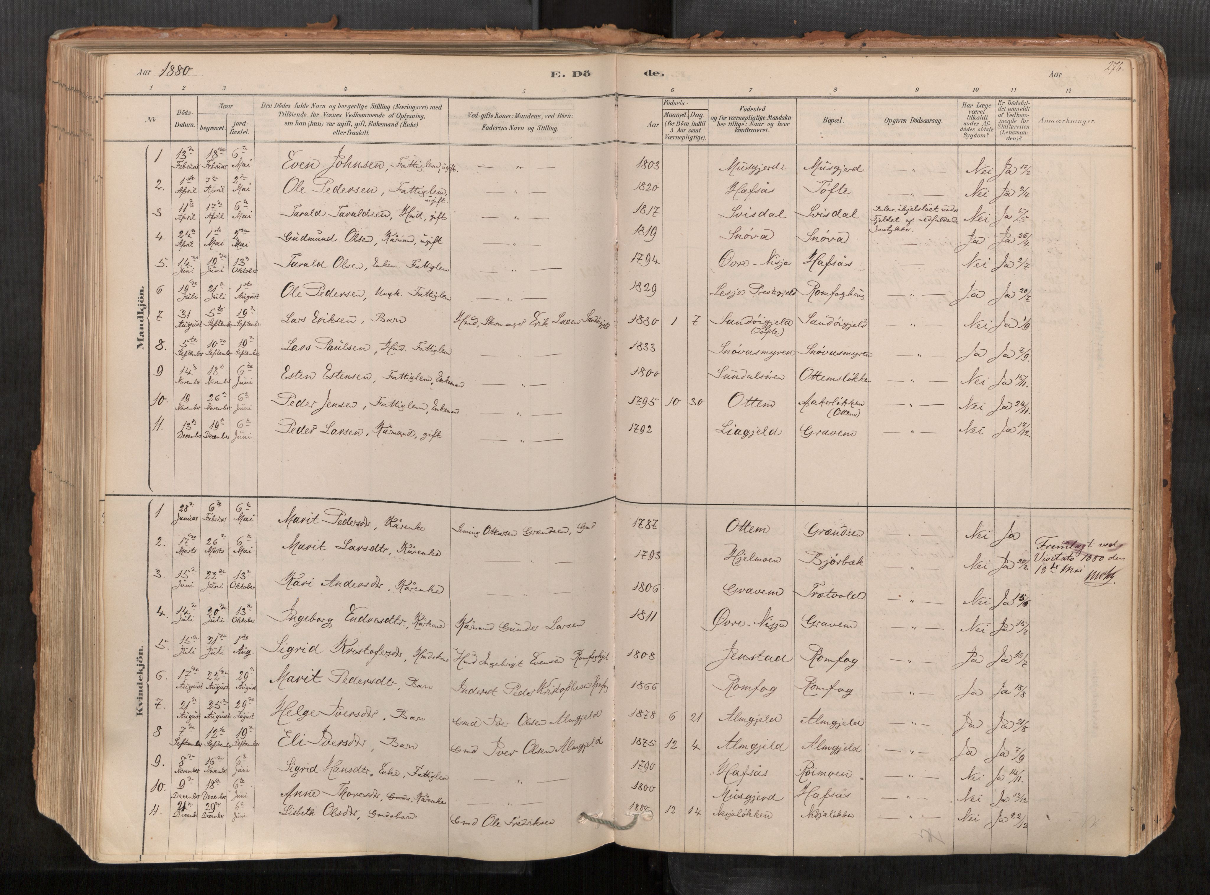 Sunndal sokneprestkontor, AV/SAT-A-1085/1/I/I1/I1a/L0001: Parish register (official) no. 1, 1877-1914, p. 276