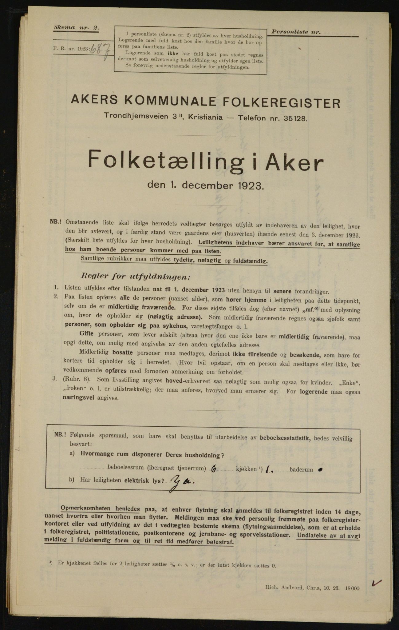 , Municipal Census 1923 for Aker, 1923, p. 11637