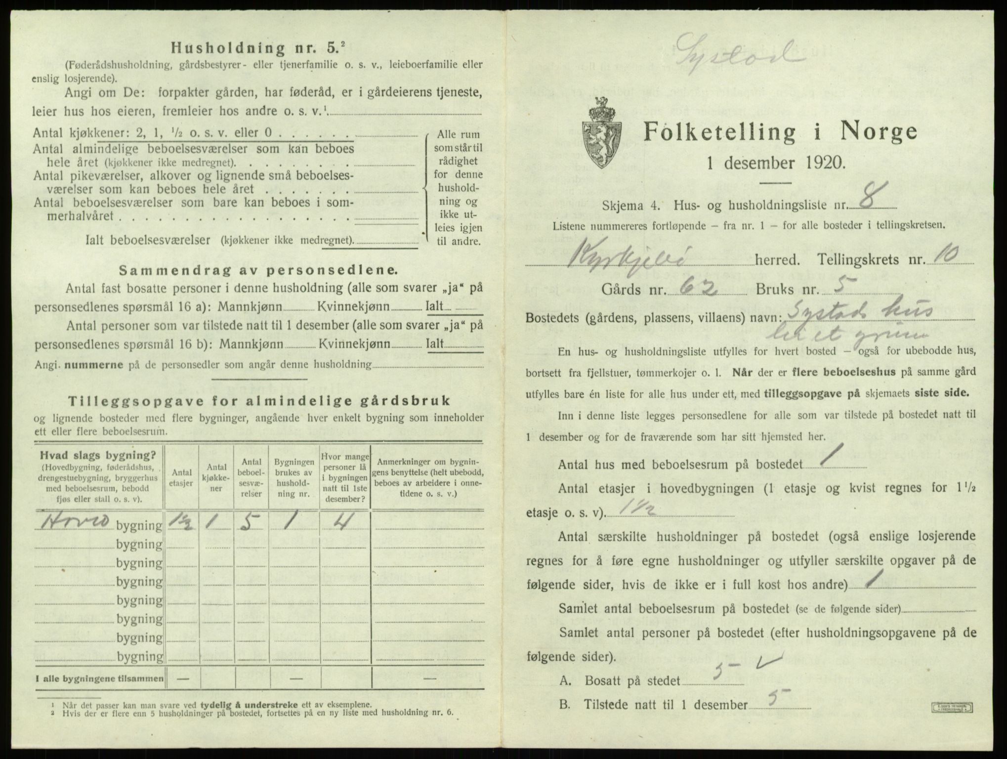 SAB, 1920 census for Kyrkjebø, 1920, p. 688