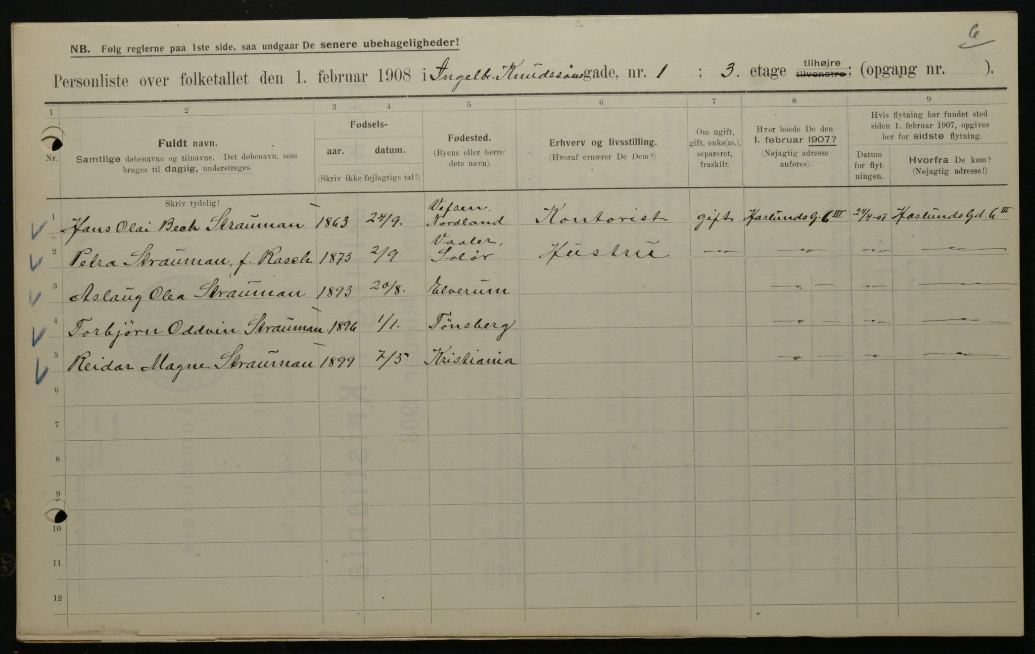 OBA, Municipal Census 1908 for Kristiania, 1908, p. 39340