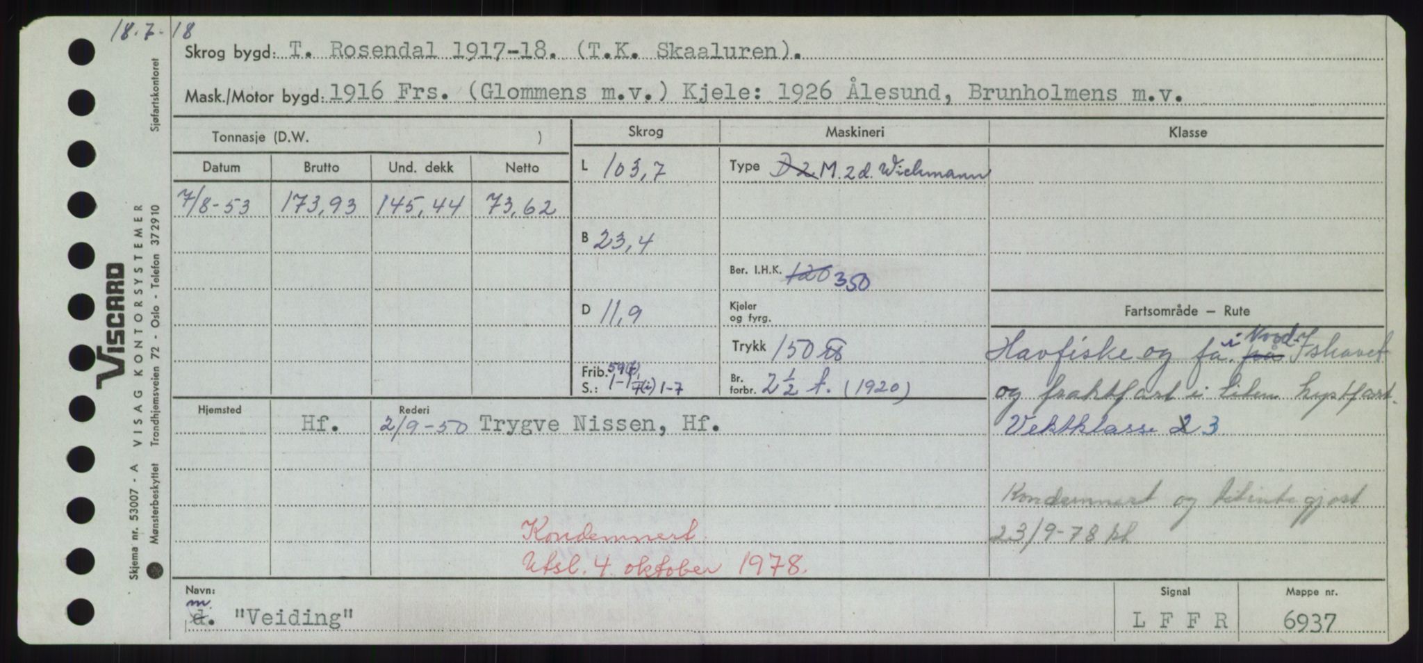 Sjøfartsdirektoratet med forløpere, Skipsmålingen, RA/S-1627/H/Hd/L0040: Fartøy, U-Ve, p. 565