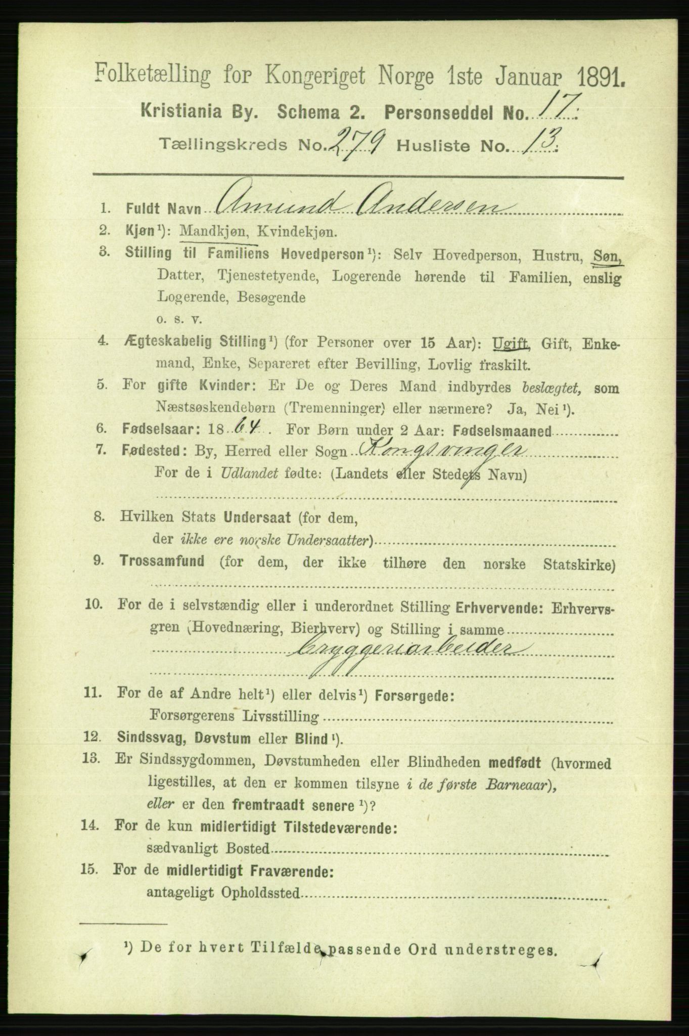 RA, 1891 census for 0301 Kristiania, 1891, p. 169634