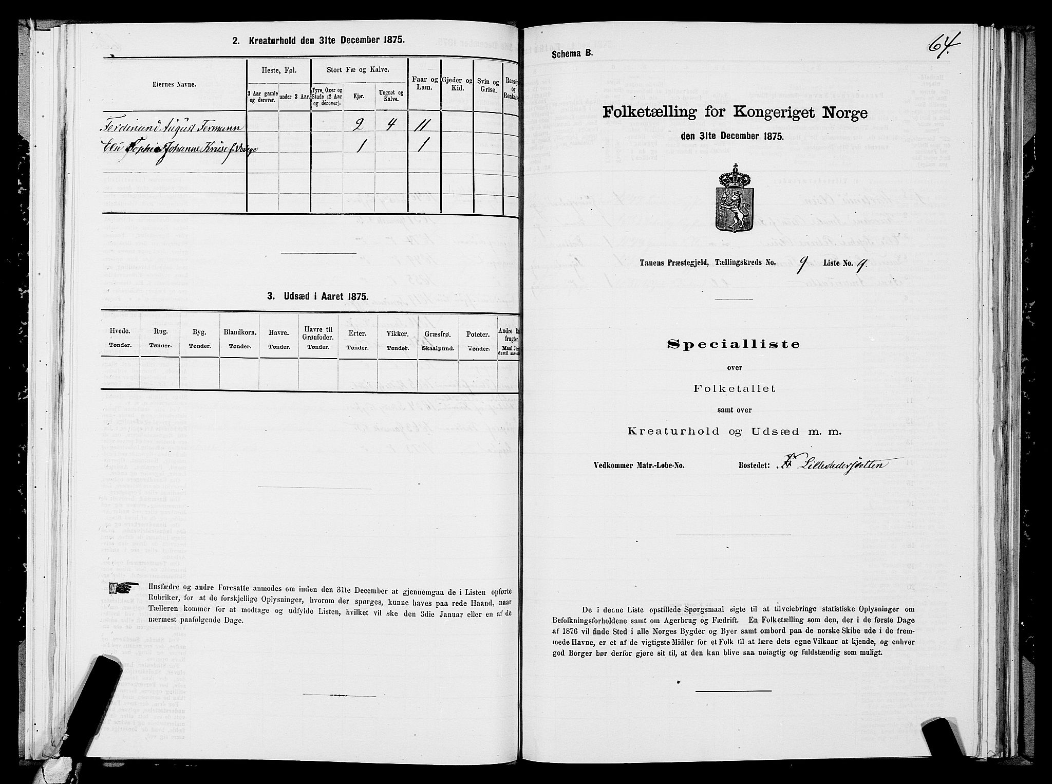 SATØ, 1875 census for 2025P Tana, 1875, p. 3064