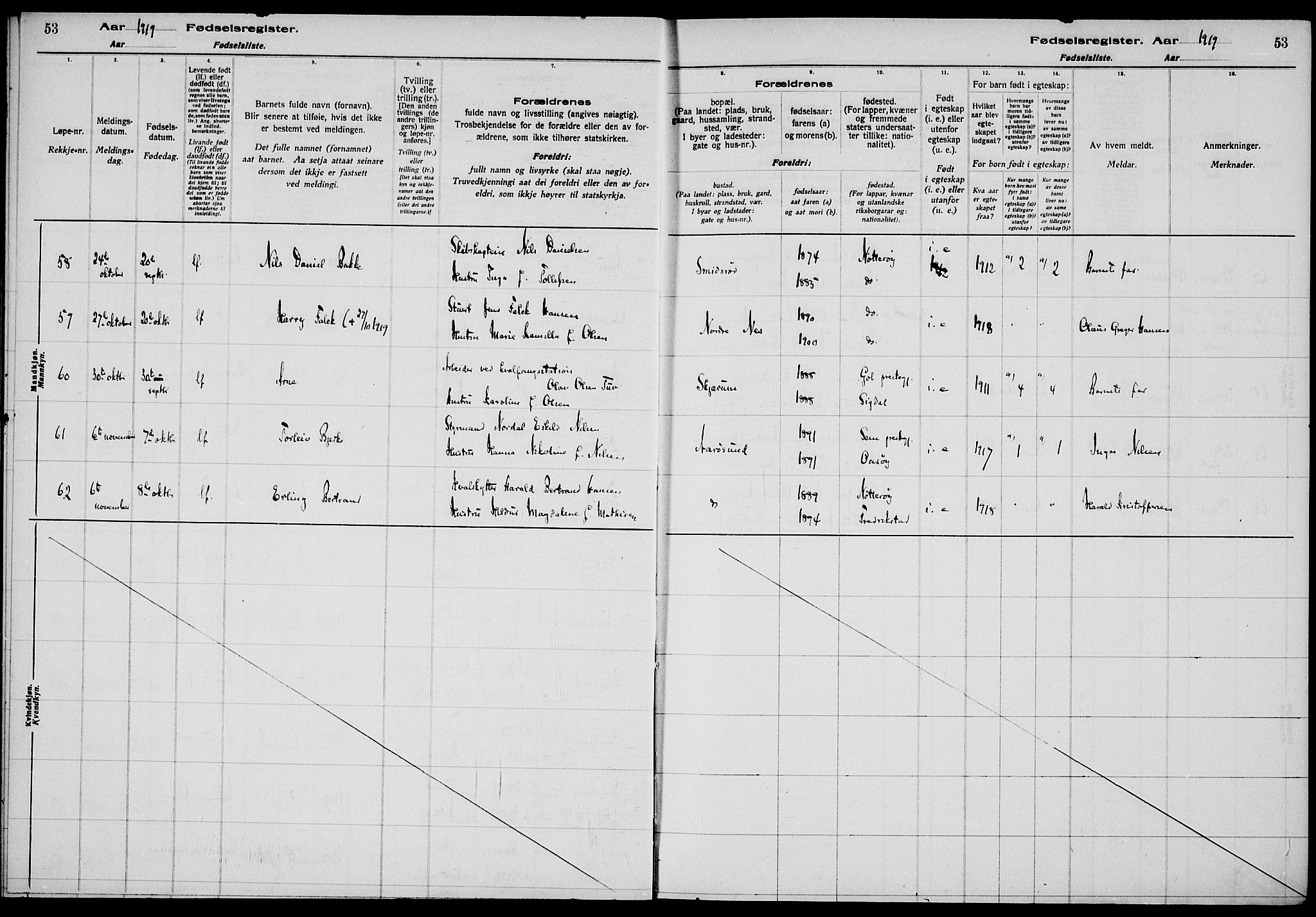 Nøtterøy kirkebøker, AV/SAKO-A-354/J/Ja/L0001: Birth register no. 1, 1916-1928, p. 53