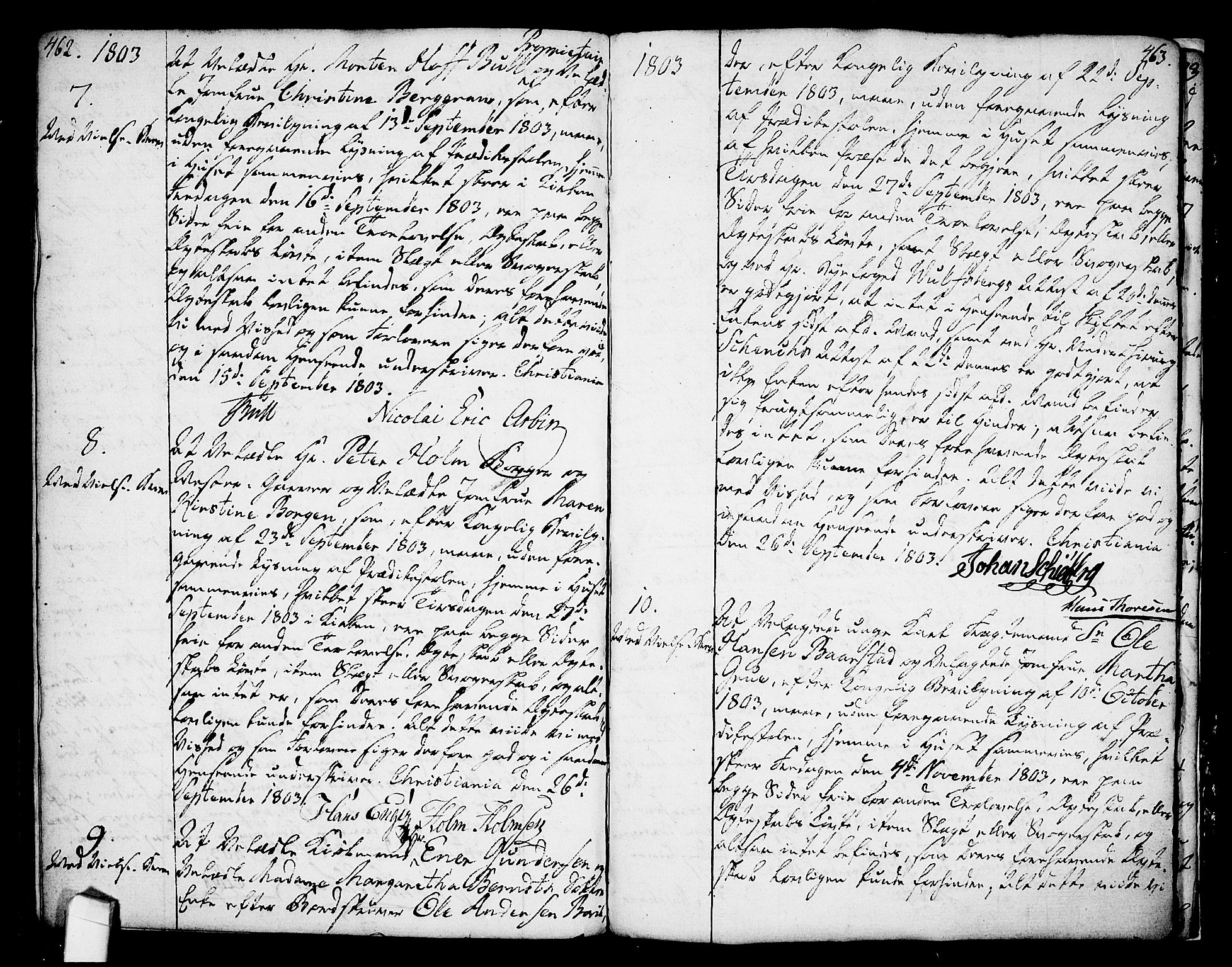 Oslo domkirke Kirkebøker, AV/SAO-A-10752/L/La/L0010: Best man's statements no. 10, 1789-1807, p. 462-463