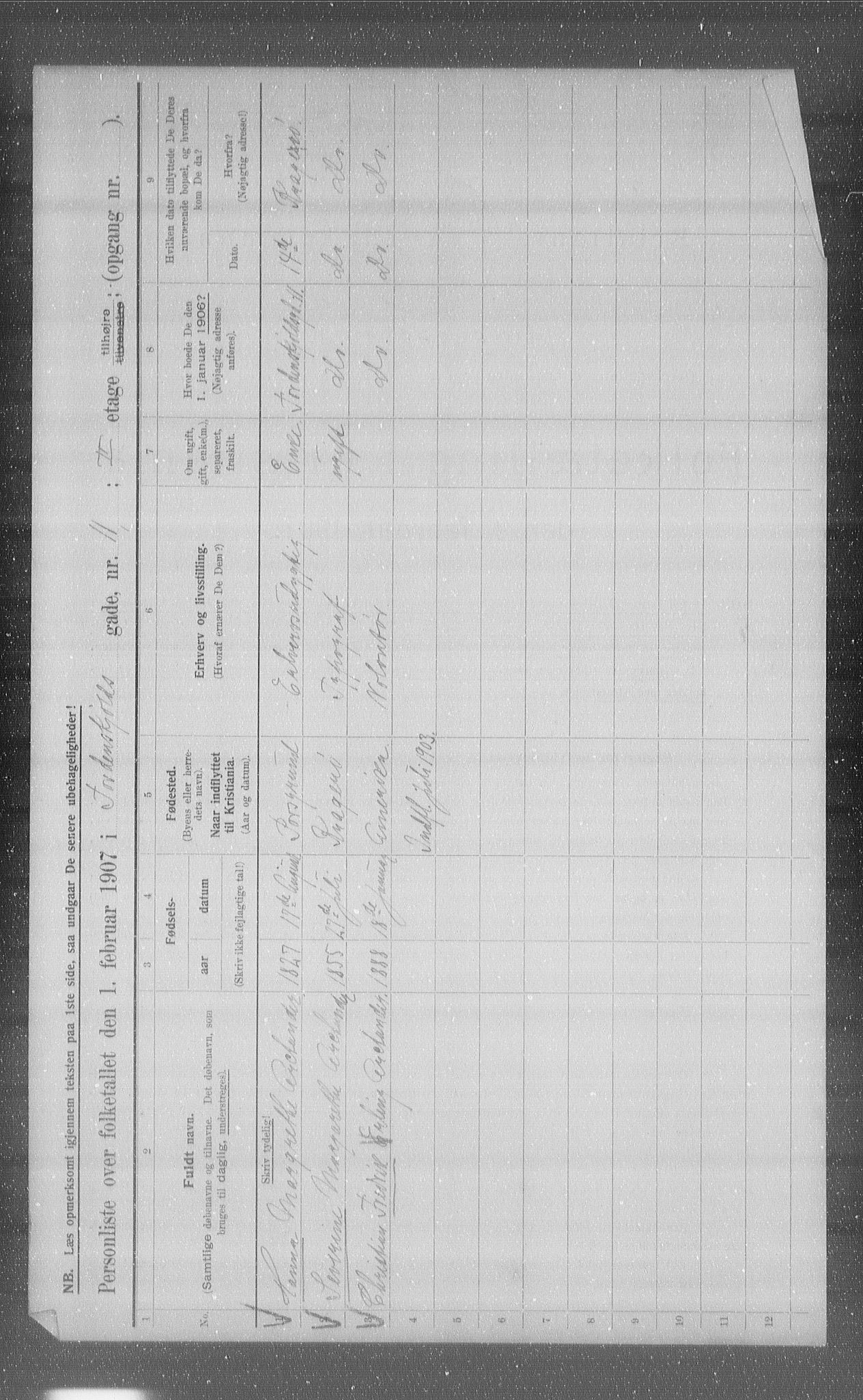 OBA, Municipal Census 1907 for Kristiania, 1907, p. 57860