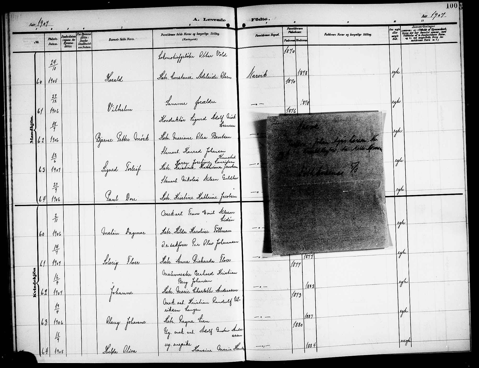 Ministerialprotokoller, klokkerbøker og fødselsregistre - Nordland, SAT/A-1459/871/L1012: Parish register (copy) no. 871C01, 1902-1909, p. 100