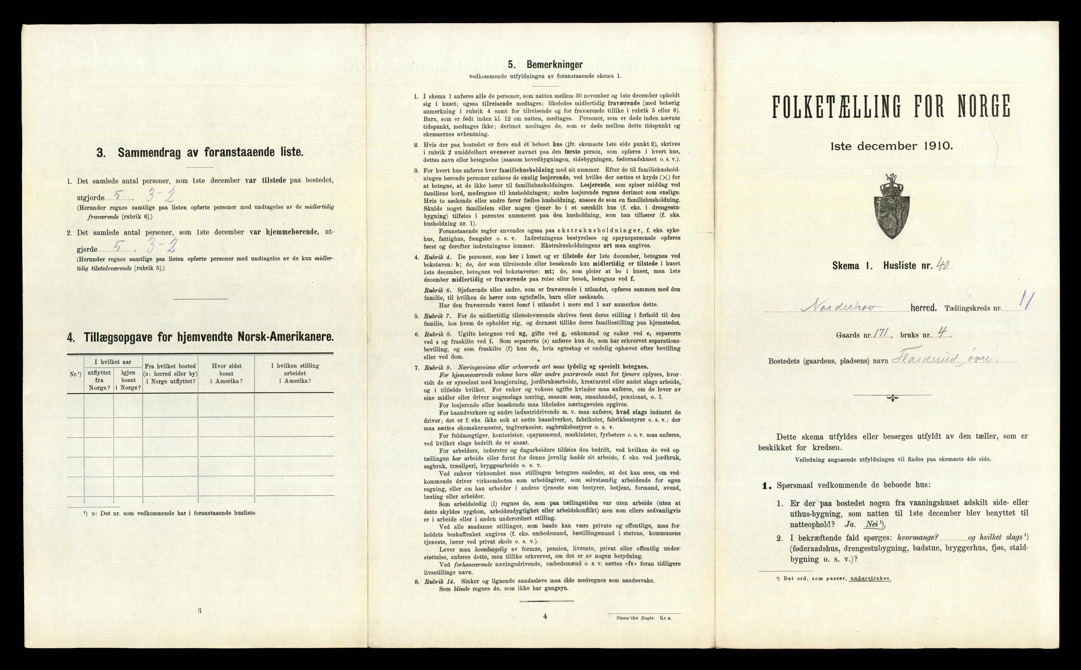 RA, 1910 census for Norderhov, 1910, p. 2810