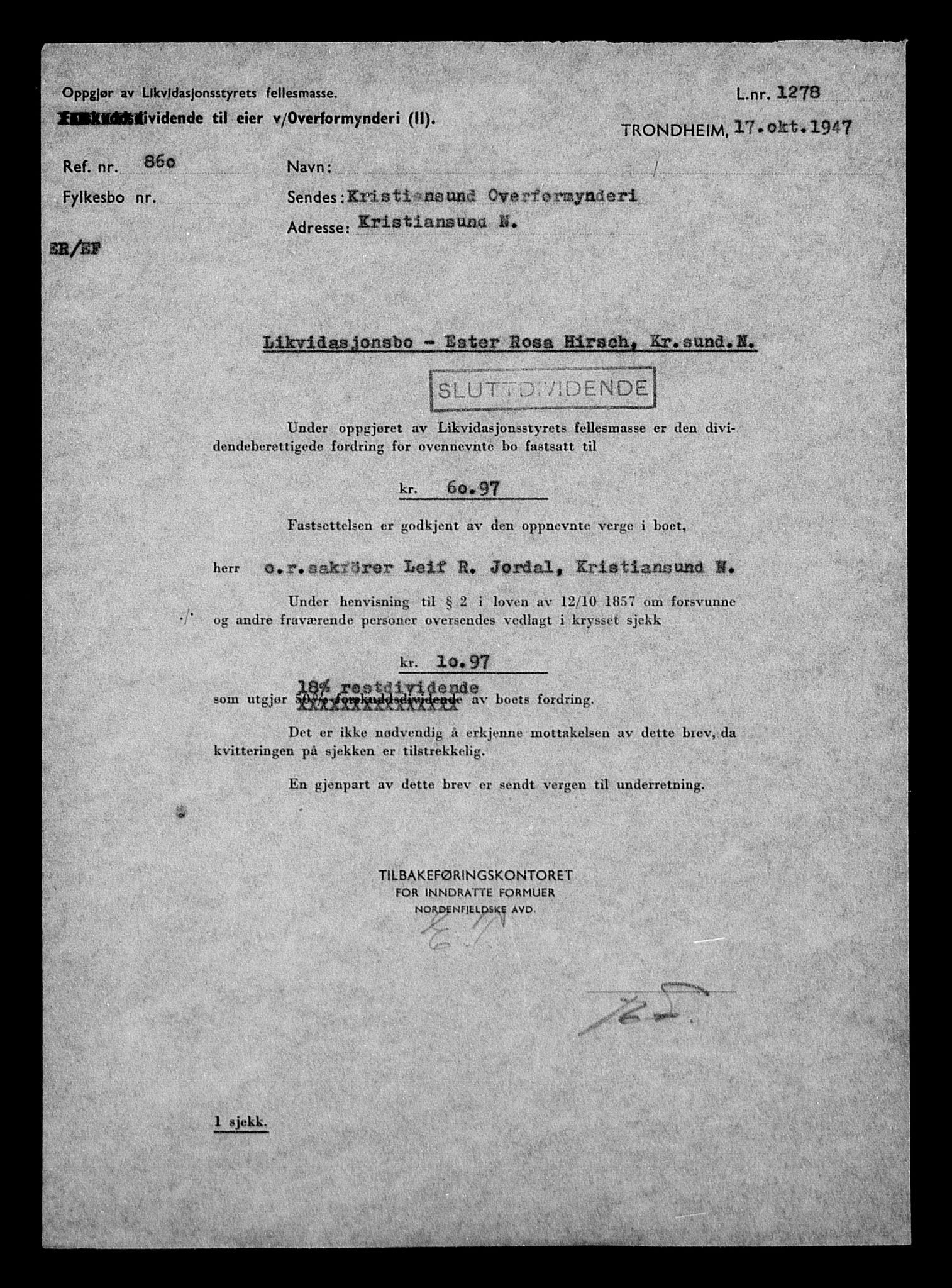 Justisdepartementet, Tilbakeføringskontoret for inndratte formuer, AV/RA-S-1564/H/Hc/Hcb/L0913: --, 1945-1947, p. 498