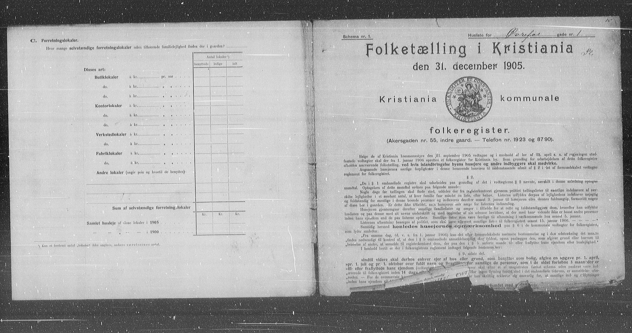 OBA, Municipal Census 1905 for Kristiania, 1905, p. 68061
