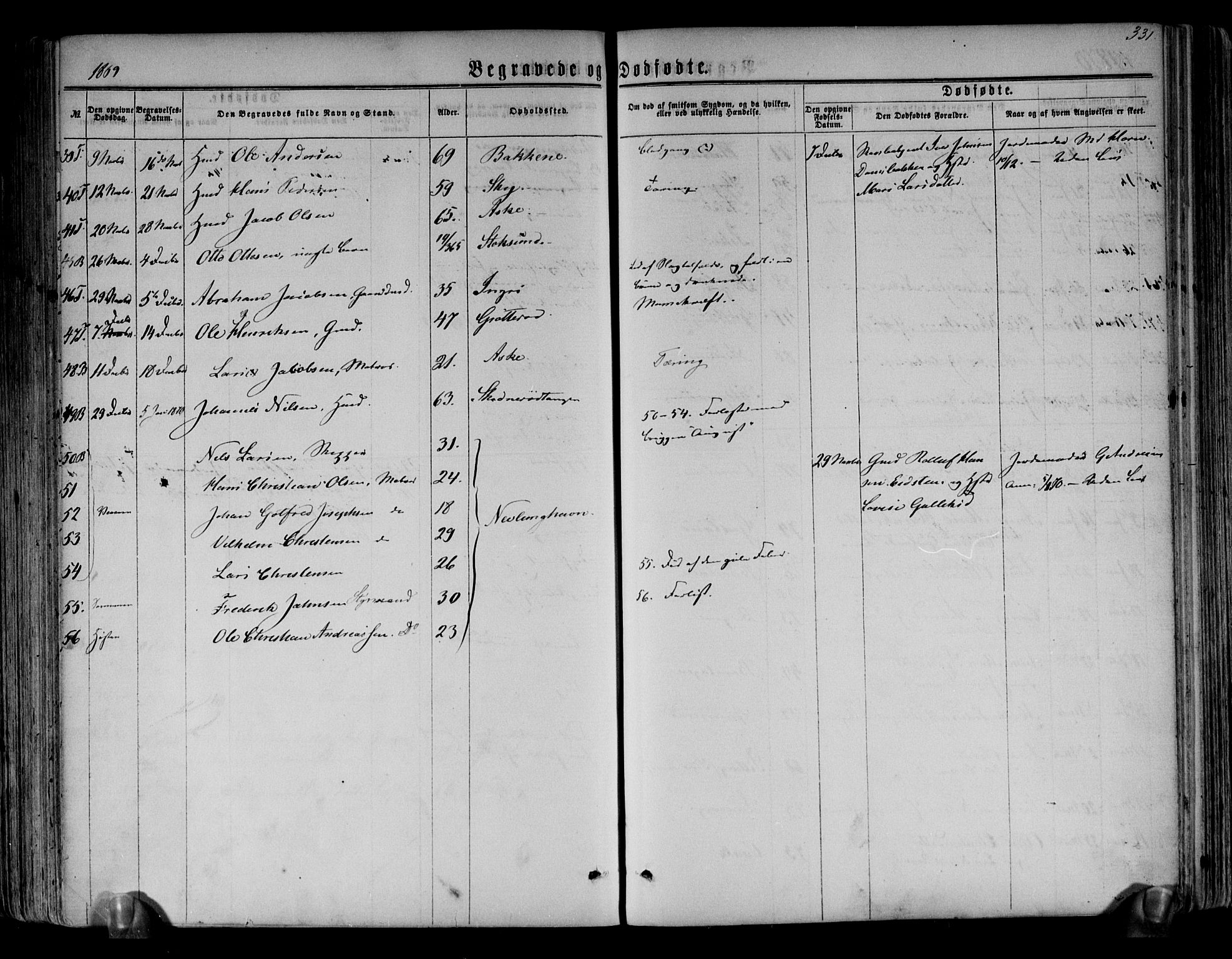 Brunlanes kirkebøker, AV/SAKO-A-342/F/Fa/L0005: Parish register (official) no. I 5, 1862-1877, p. 331