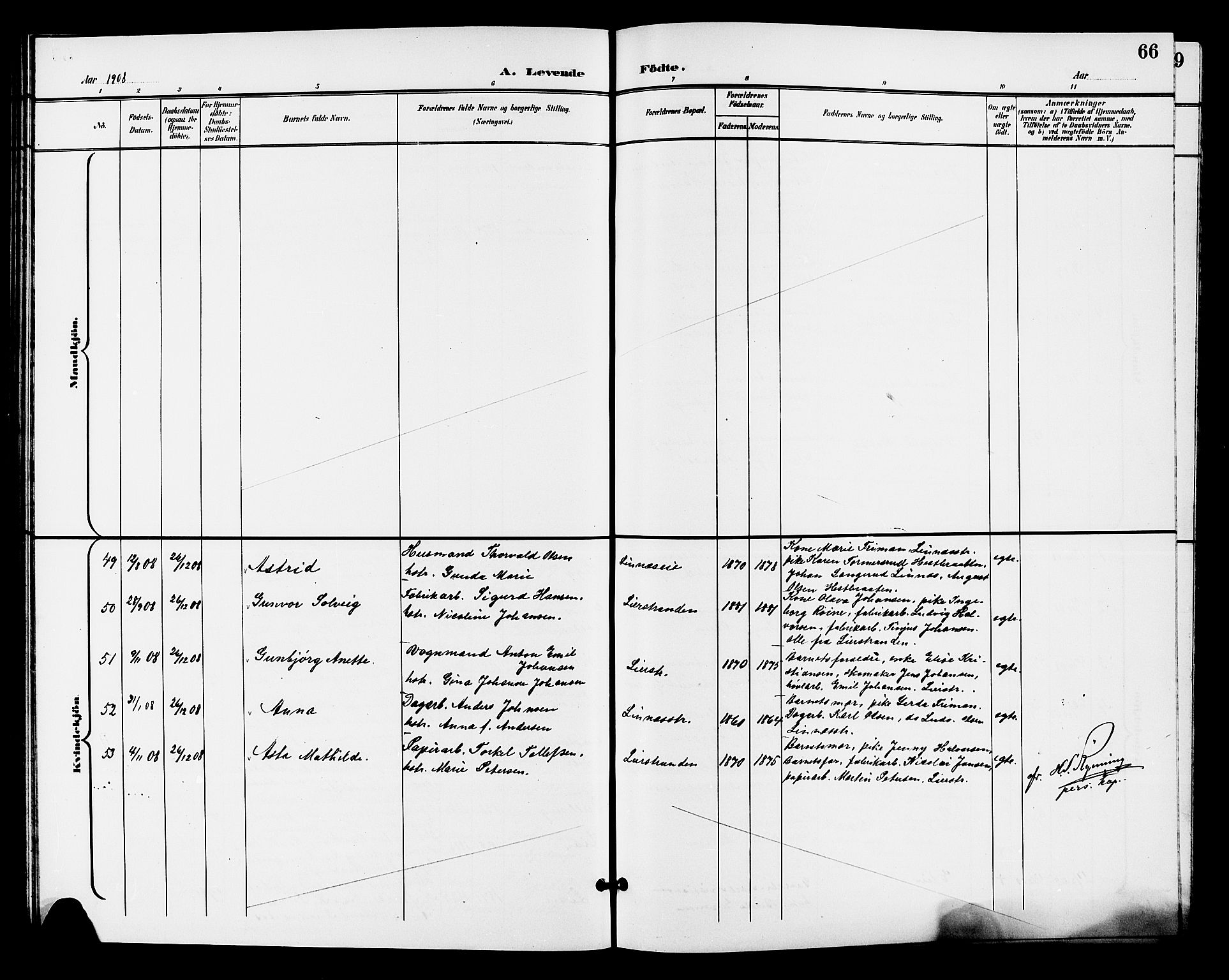 Lier kirkebøker, AV/SAKO-A-230/G/Gb/L0002: Parish register (copy) no. II 2, 1899-1911, p. 66