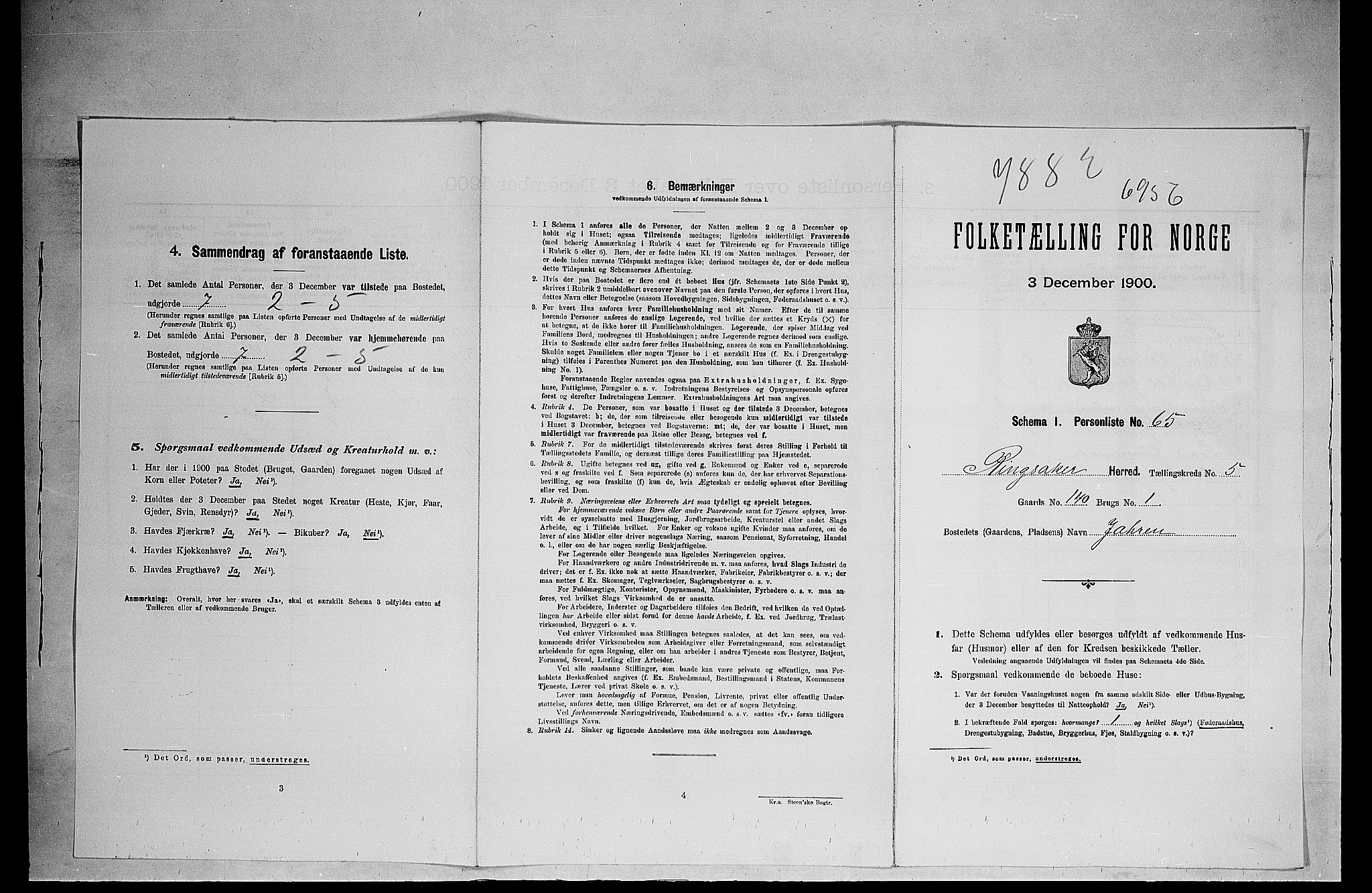 SAH, 1900 census for Ringsaker, 1900, p. 171