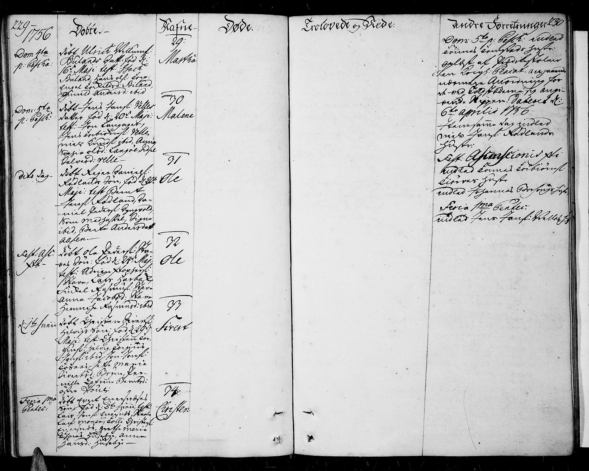 Lista sokneprestkontor, AV/SAK-1111-0027/F/Fa/L0003: Parish register (official) no. A 3 /1, 1743-1767, p. 229-230