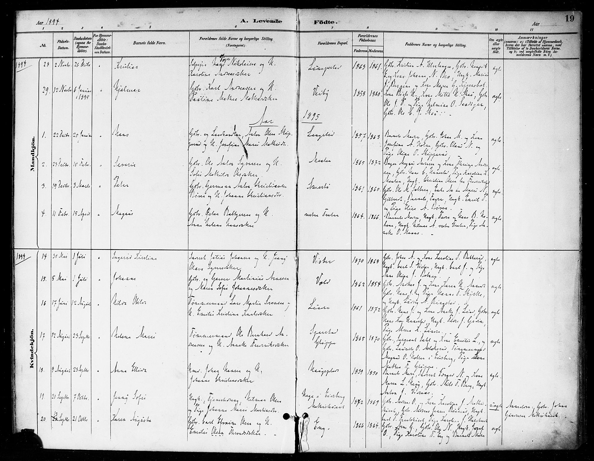 Skiptvet prestekontor Kirkebøker, SAO/A-20009/F/Fa/L0010: Parish register (official) no. 10, 1890-1900, p. 19