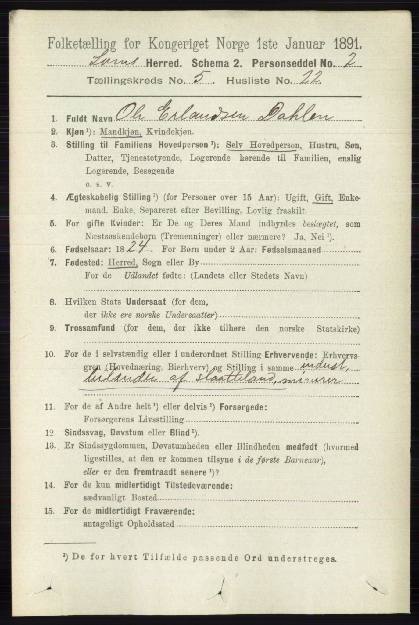 RA, 1891 census for 0514 Lom, 1891, p. 1970