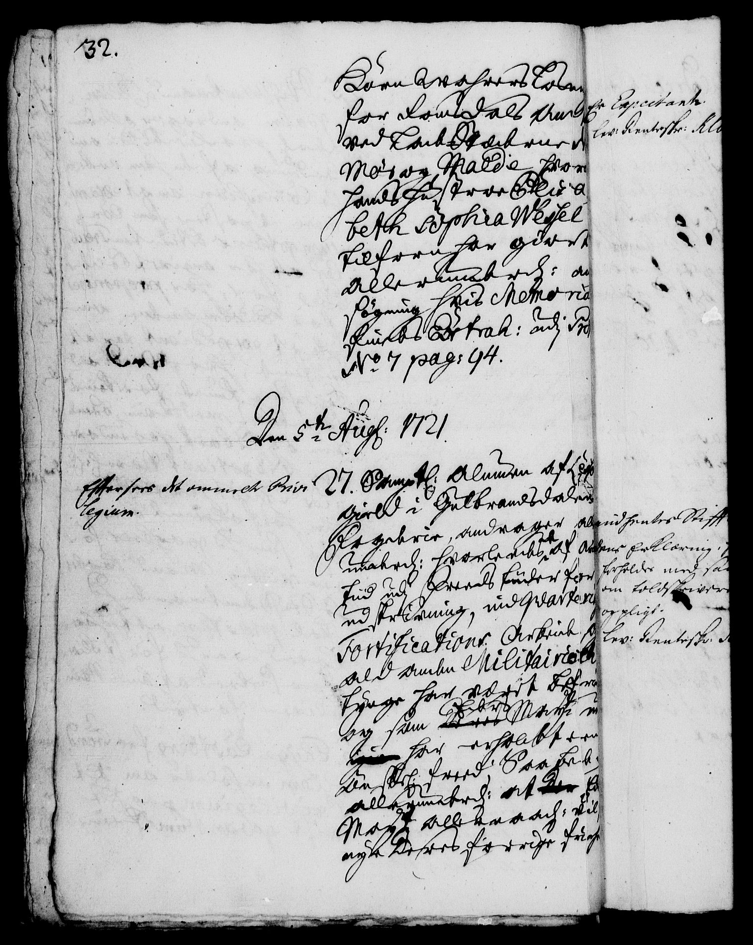 Rentekammeret, Kammerkanselliet, RA/EA-3111/G/Gh/Gha/L0005: Norsk ekstraktmemorialprotokoll (merket RK 53.50), 1721-1723, p. 32