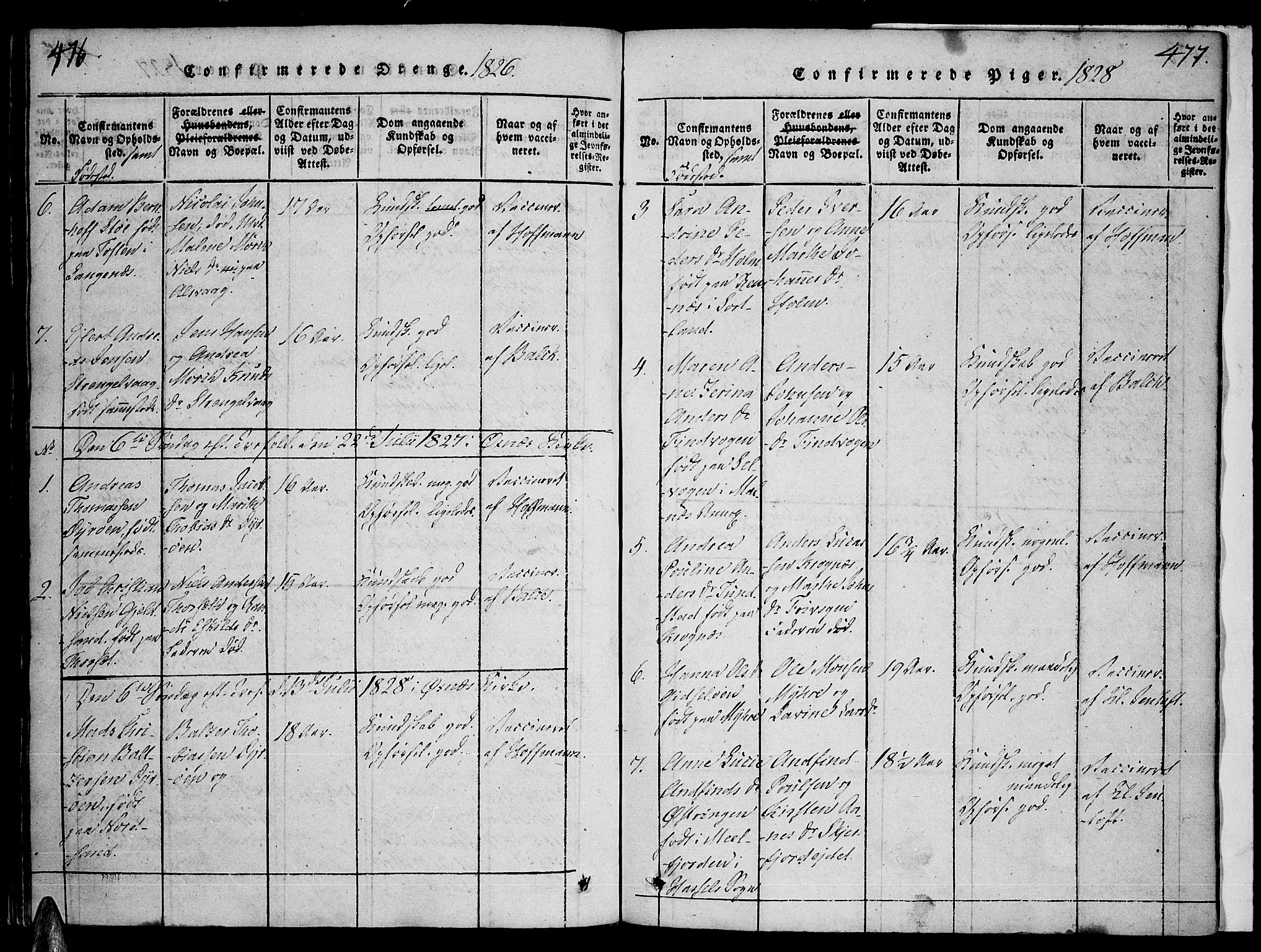 Ministerialprotokoller, klokkerbøker og fødselsregistre - Nordland, AV/SAT-A-1459/893/L1331: Parish register (official) no. 893A04, 1820-1840, p. 476-477