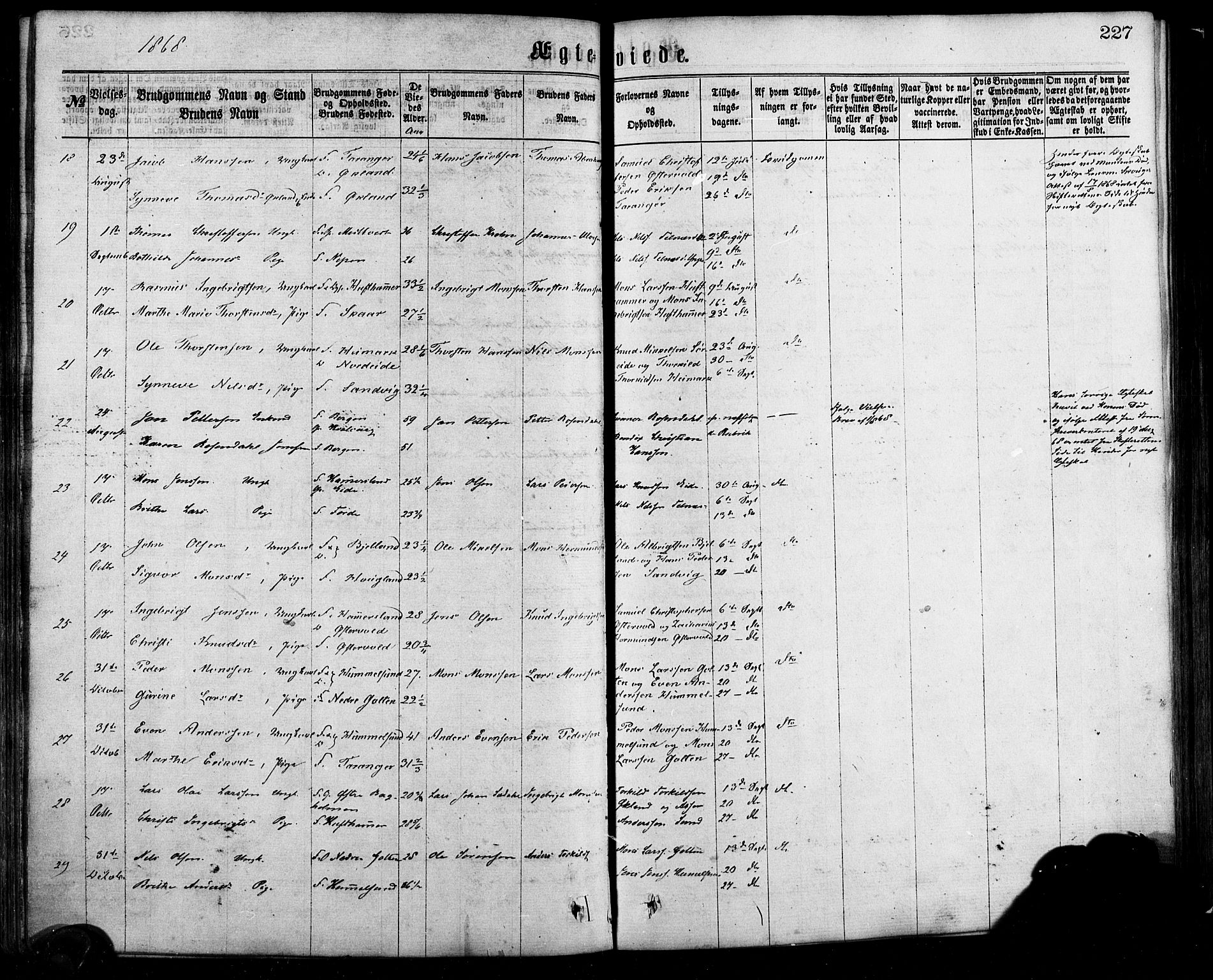 Sund sokneprestembete, AV/SAB-A-99930: Parish register (official) no. A 15, 1867-1881, p. 227