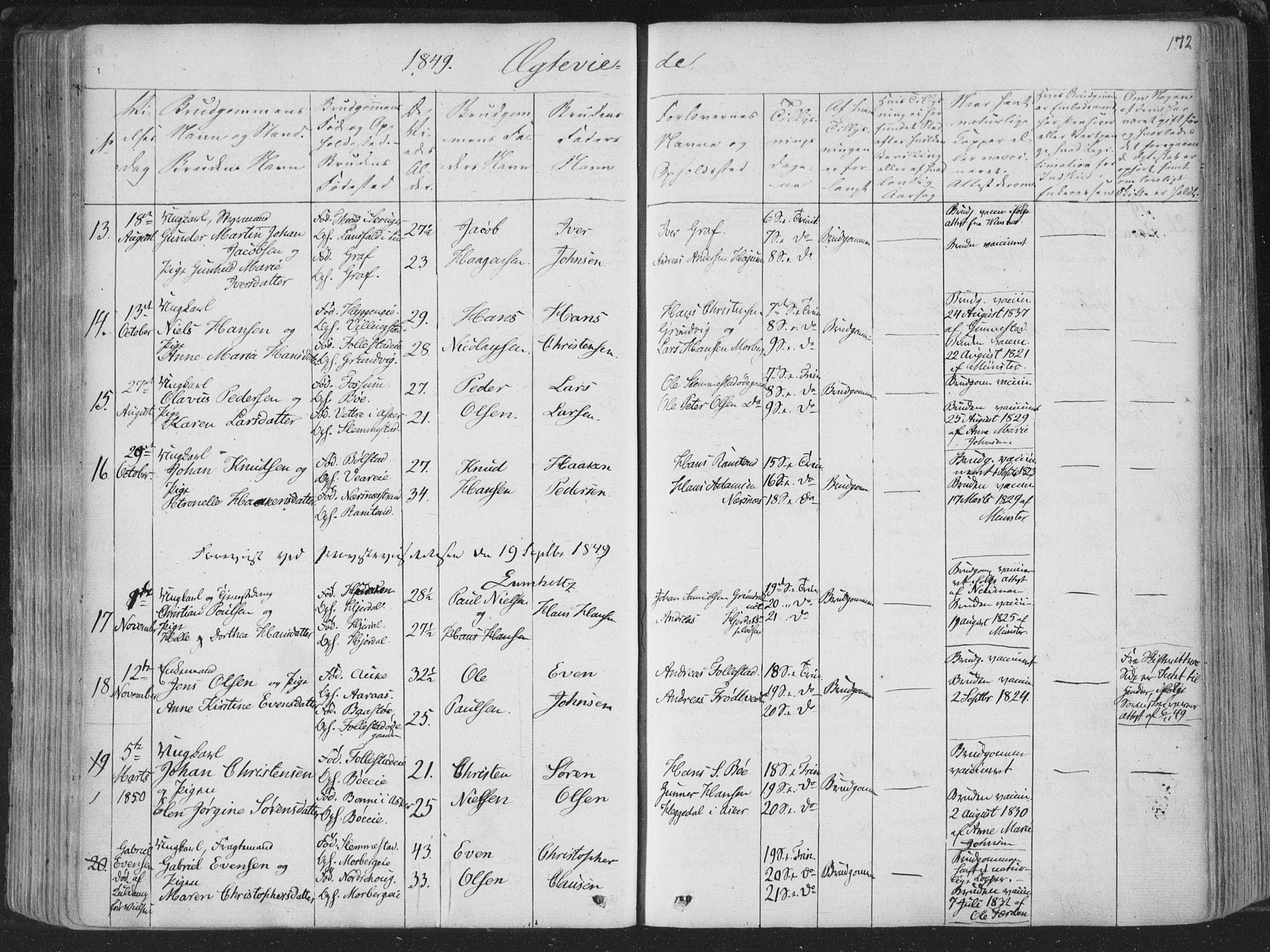 Røyken kirkebøker, AV/SAKO-A-241/F/Fa/L0005: Parish register (official) no. 5, 1833-1856, p. 172