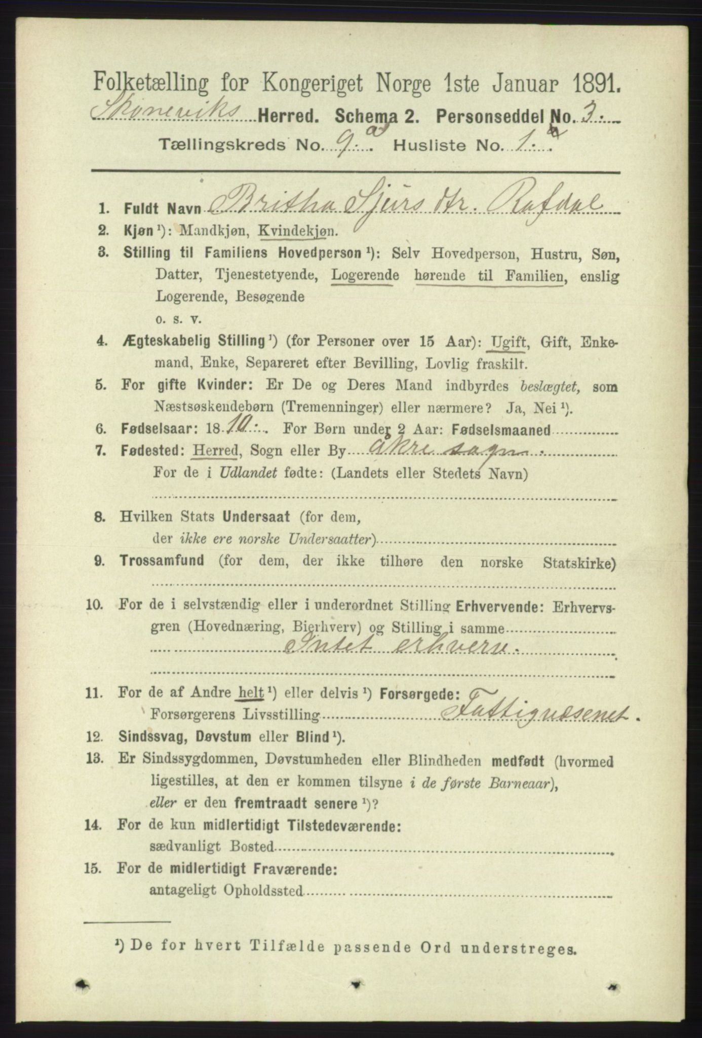 RA, 1891 census for 1212 Skånevik, 1891, p. 2556