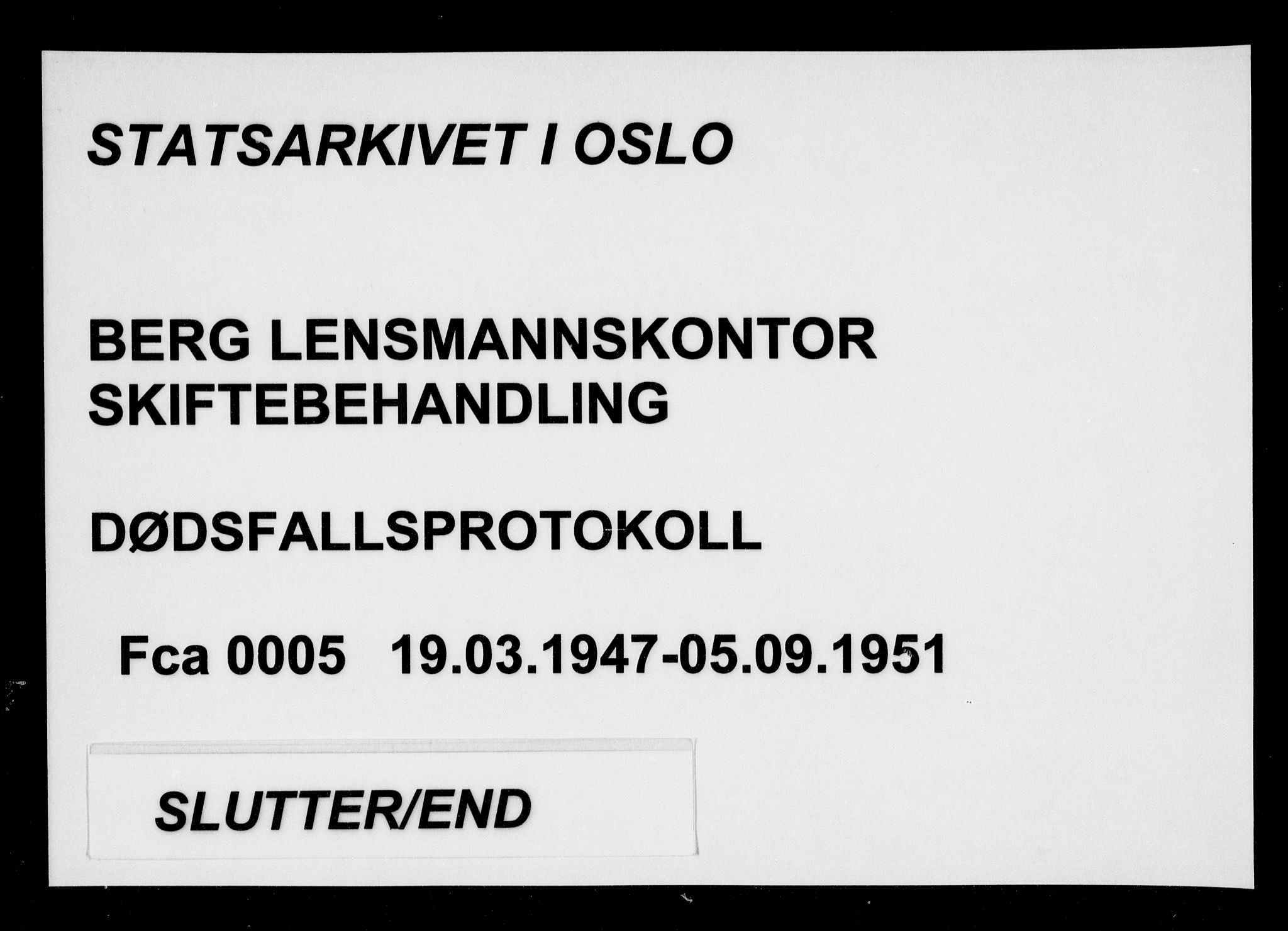 Berg lensmannskontor, SAO/A-10263/H/Ha/Haa/L0005: Dødsfallsprotokoll, 1947-1951