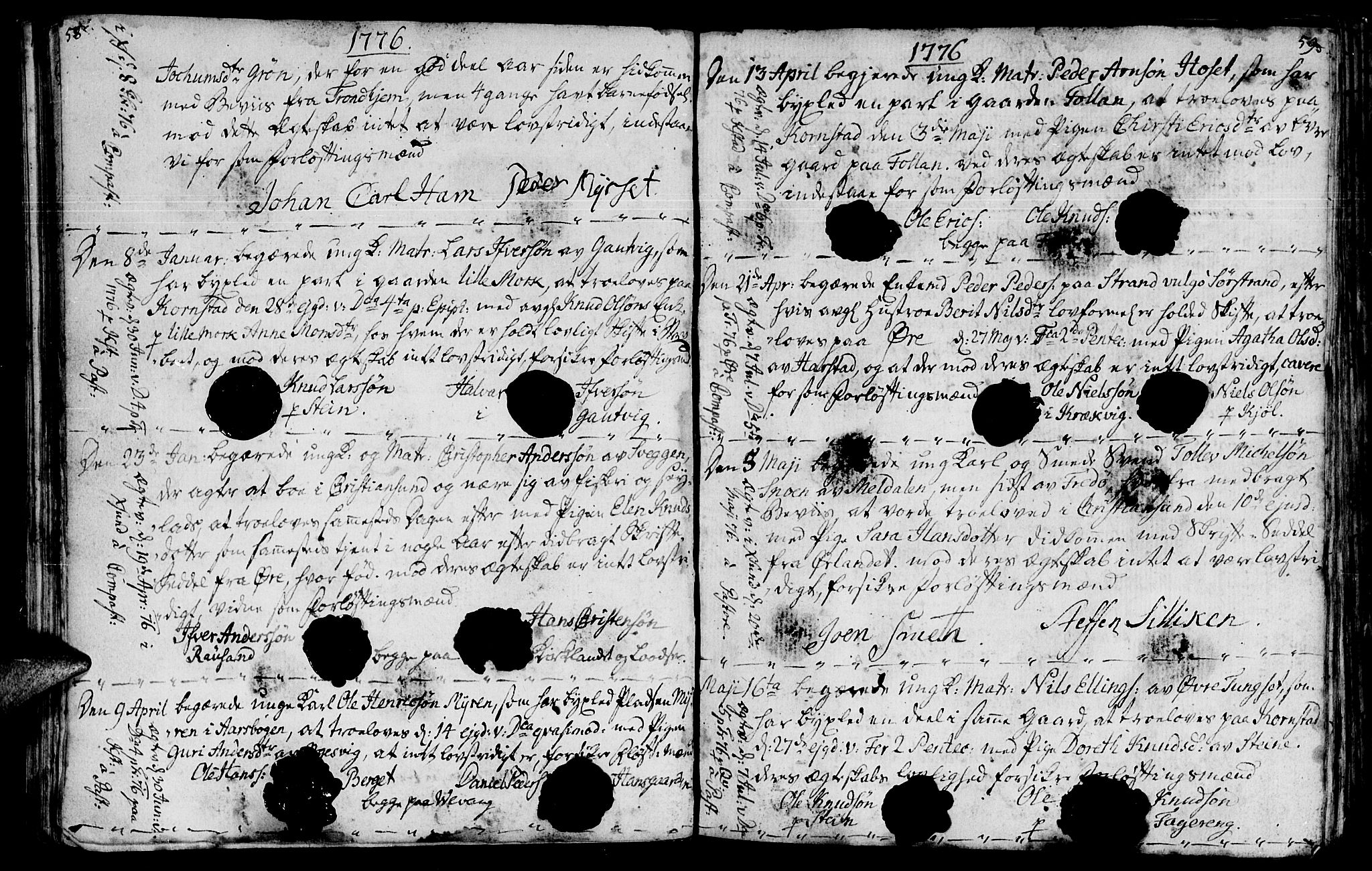 Ministerialprotokoller, klokkerbøker og fødselsregistre - Møre og Romsdal, AV/SAT-A-1454/568/L0794: Parish register (official) no. 568A03, 1764-1801, p. 58-59