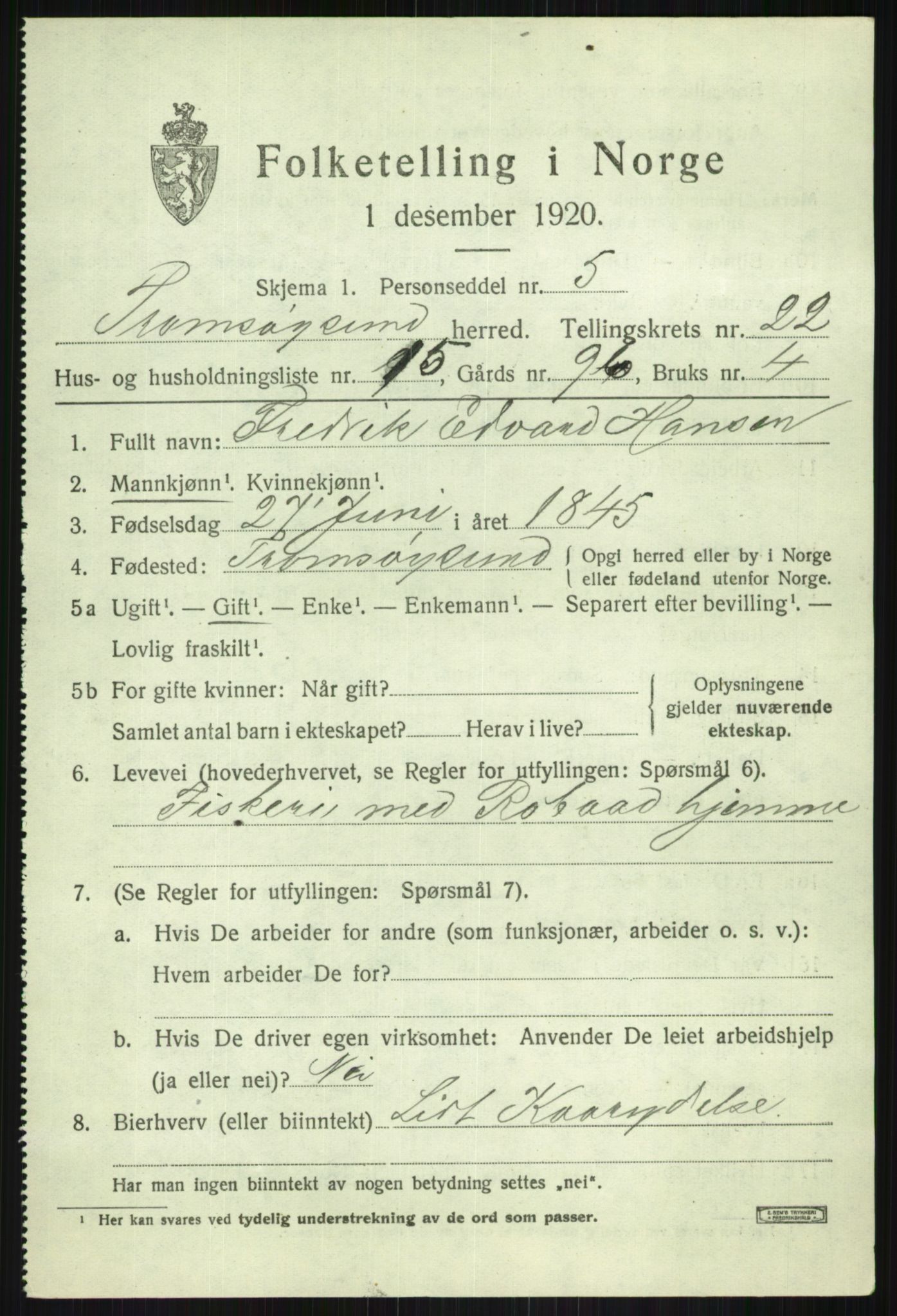 SATØ, 1920 census for Tromsøysund, 1920, p. 11486